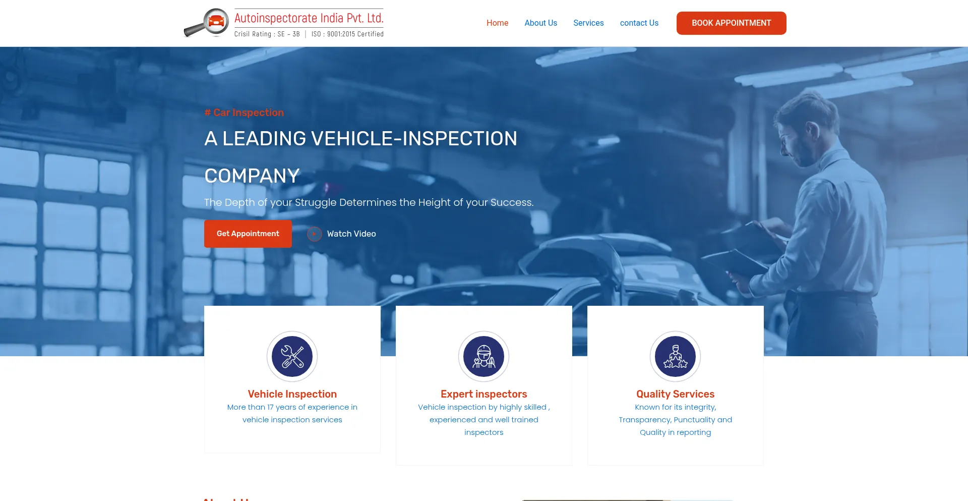 Website screenshot of Autoinspectorate.com