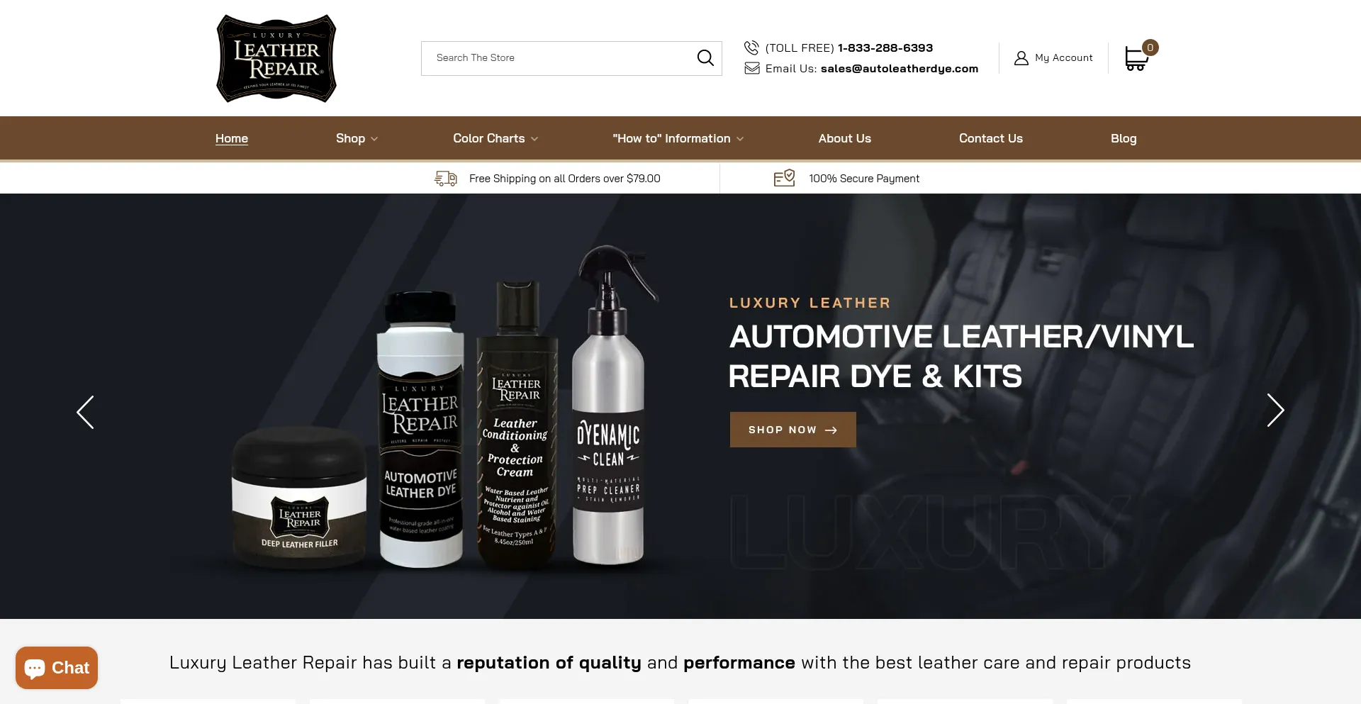 Website screenshot of Autoleatherdye.com