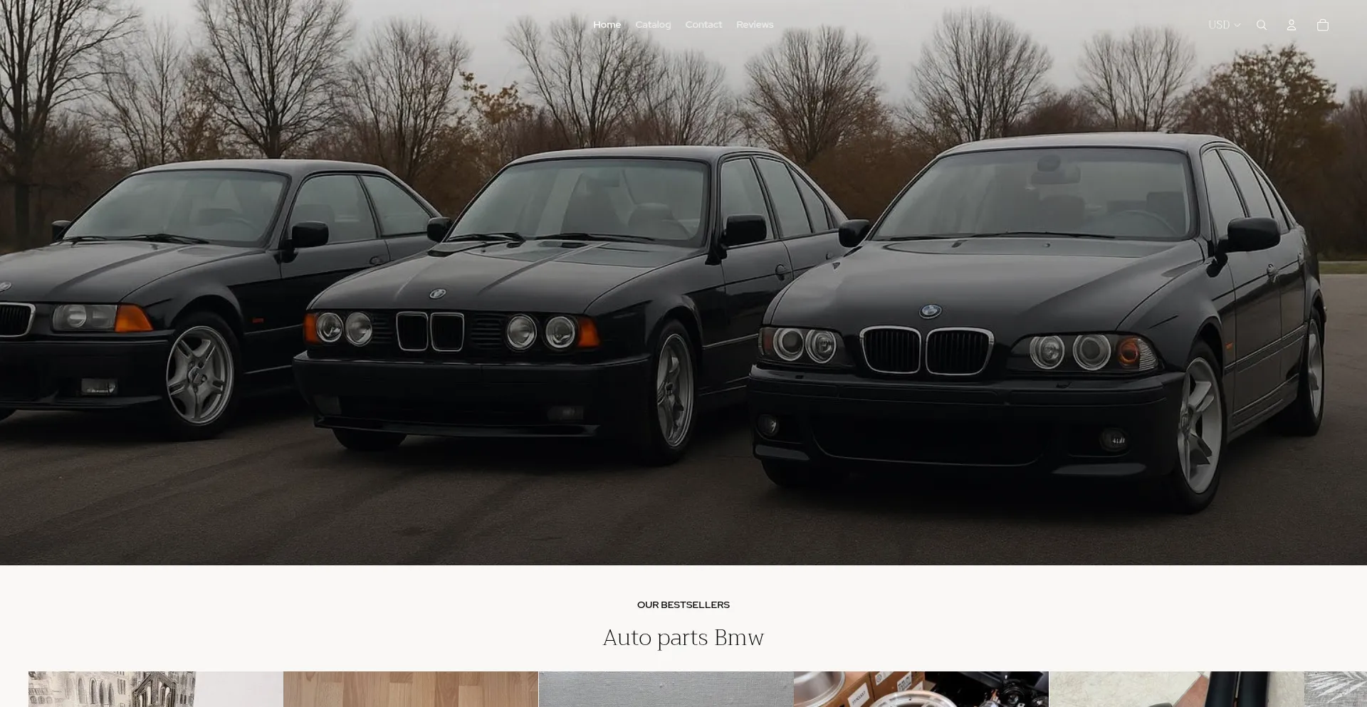 Website screenshot of Autopartsbmwe34e36e39.myshopify.com