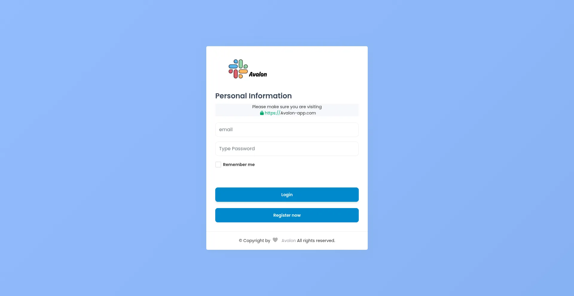 Website screenshot of Avalon-app.com