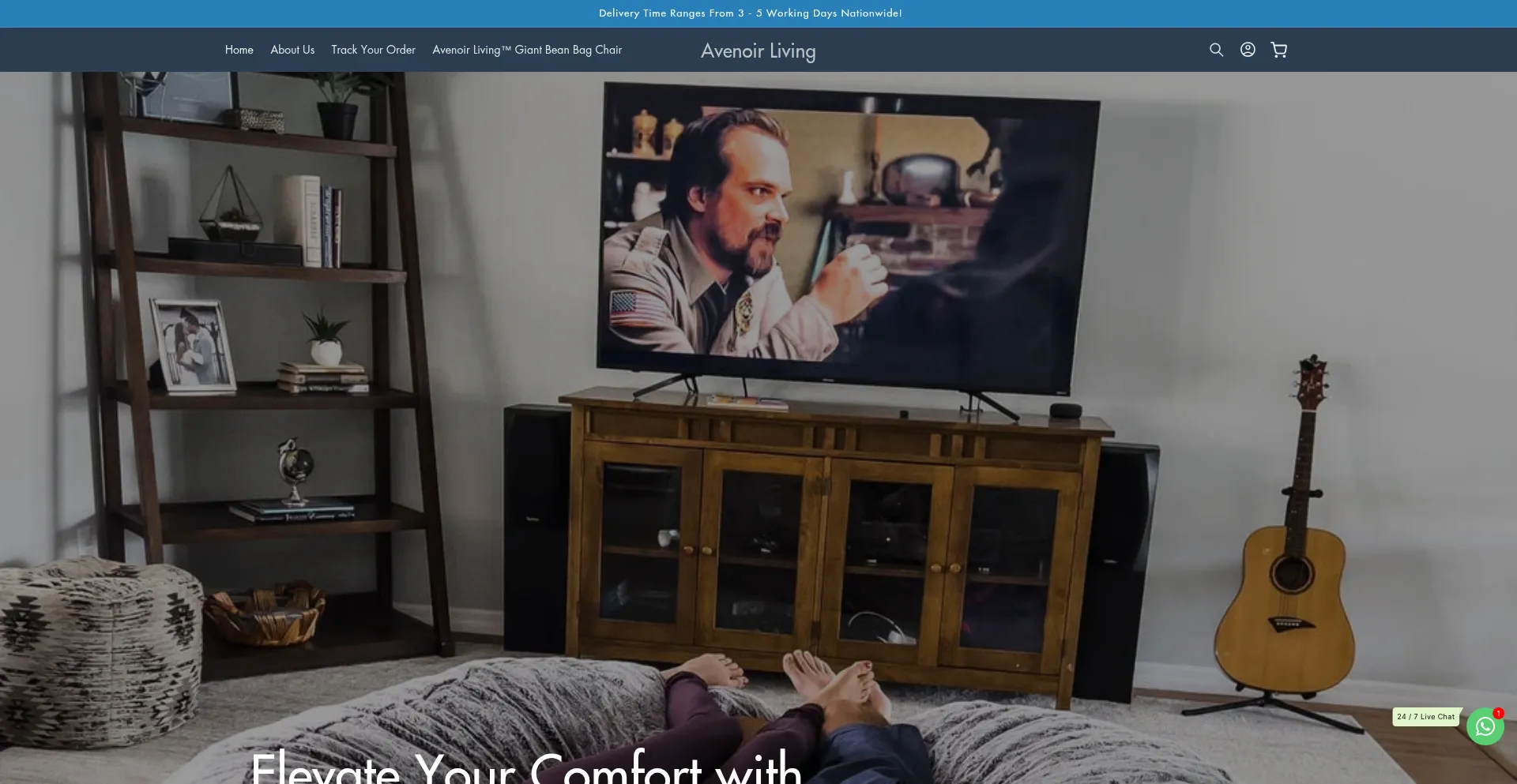 Website screenshot of Avenoirliving.com