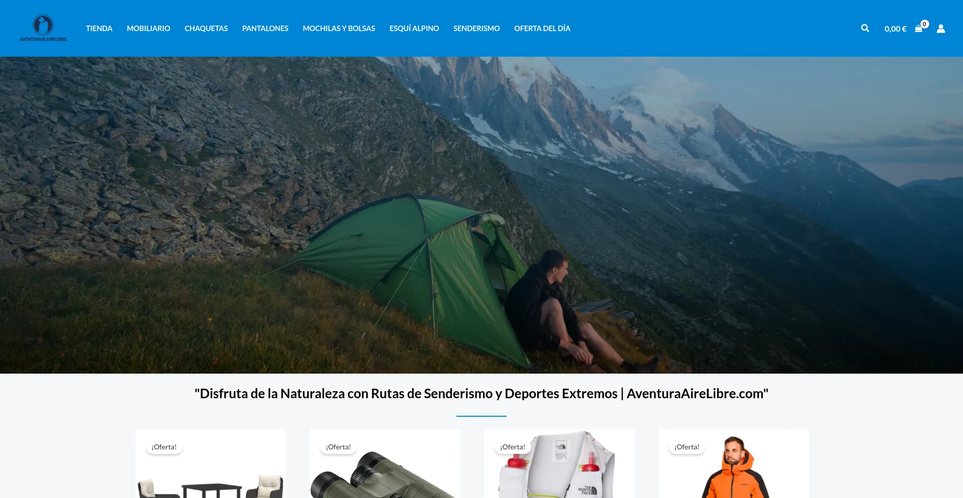 Website screenshot of Aventuraalairelibre.com