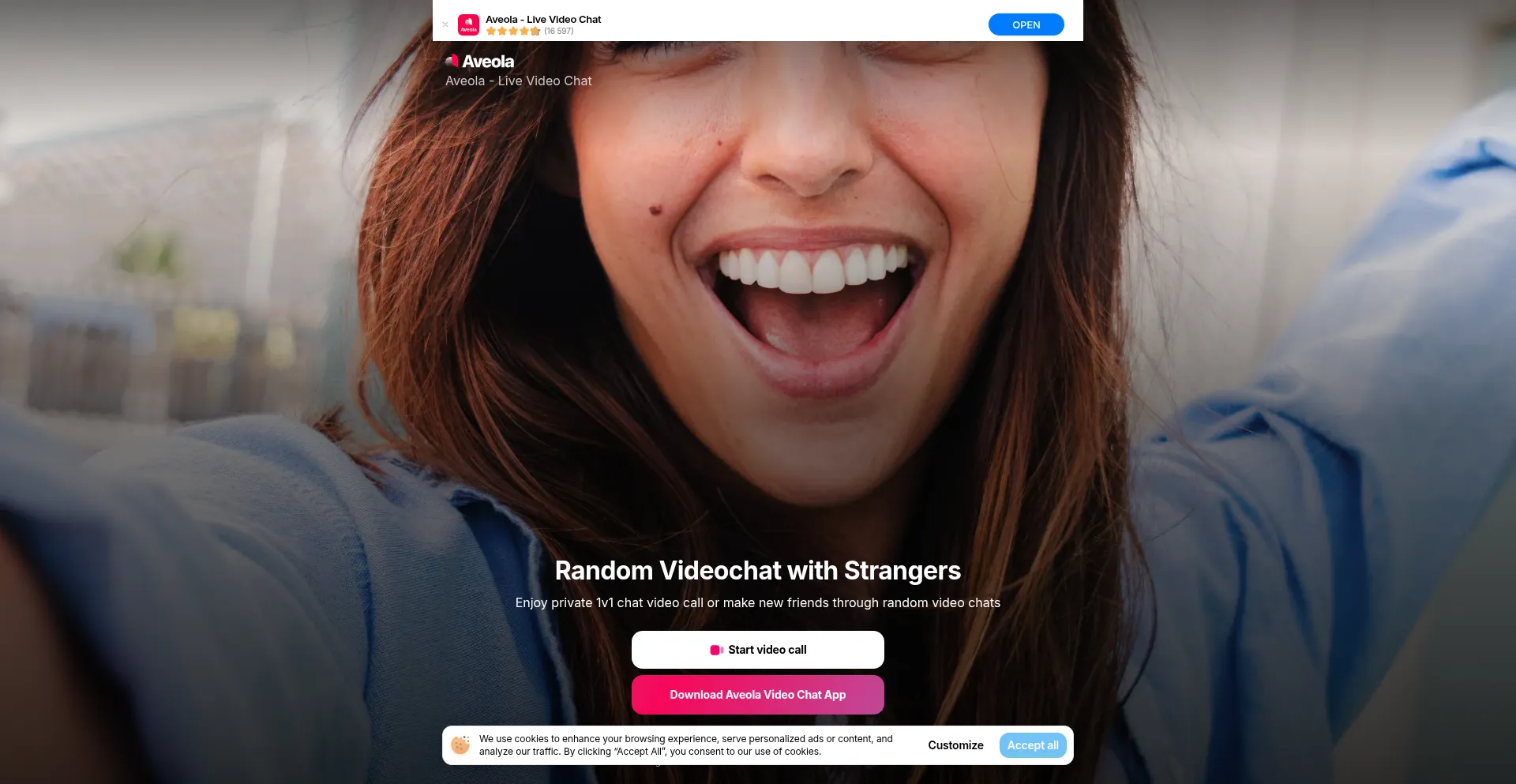 Website screenshot of Aveola.live