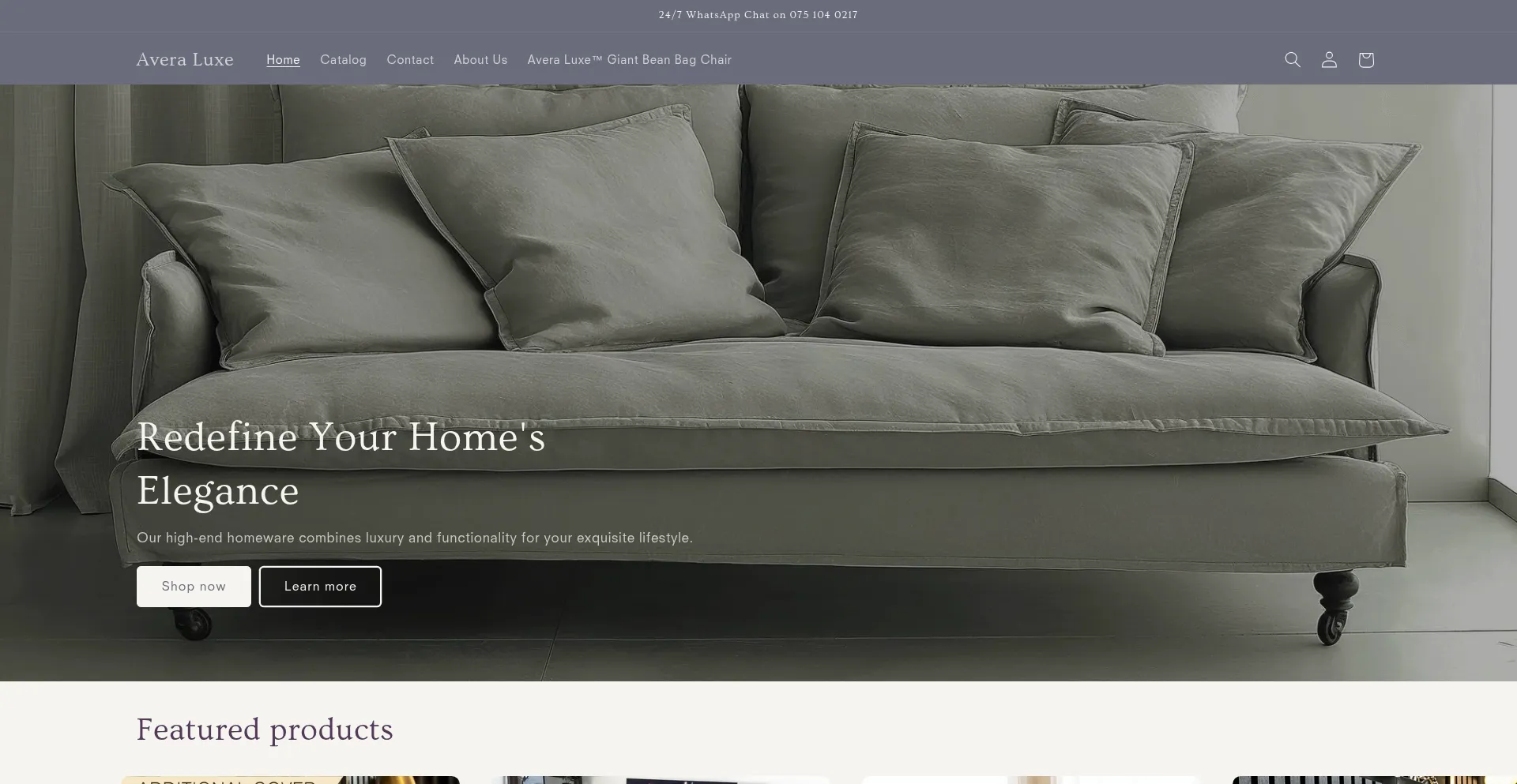 Website screenshot of Averaluxe.com