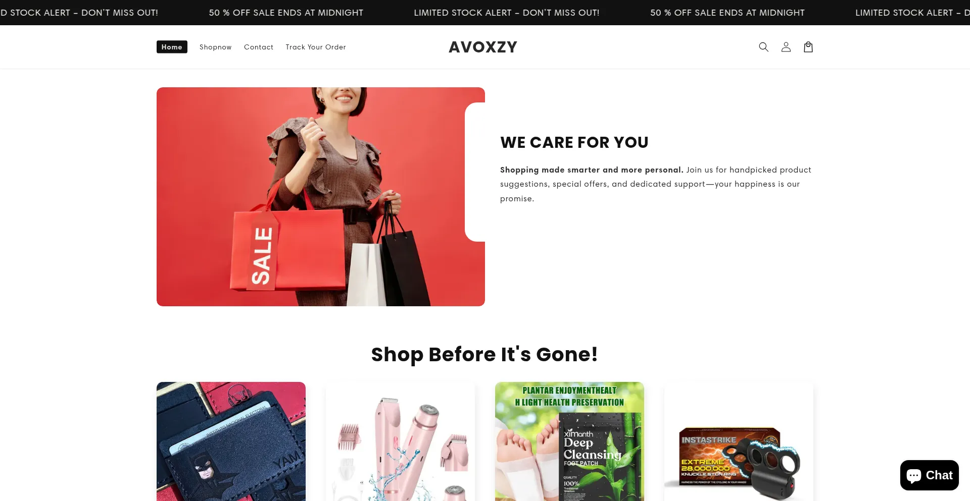 Website screenshot of Avoxzy.com