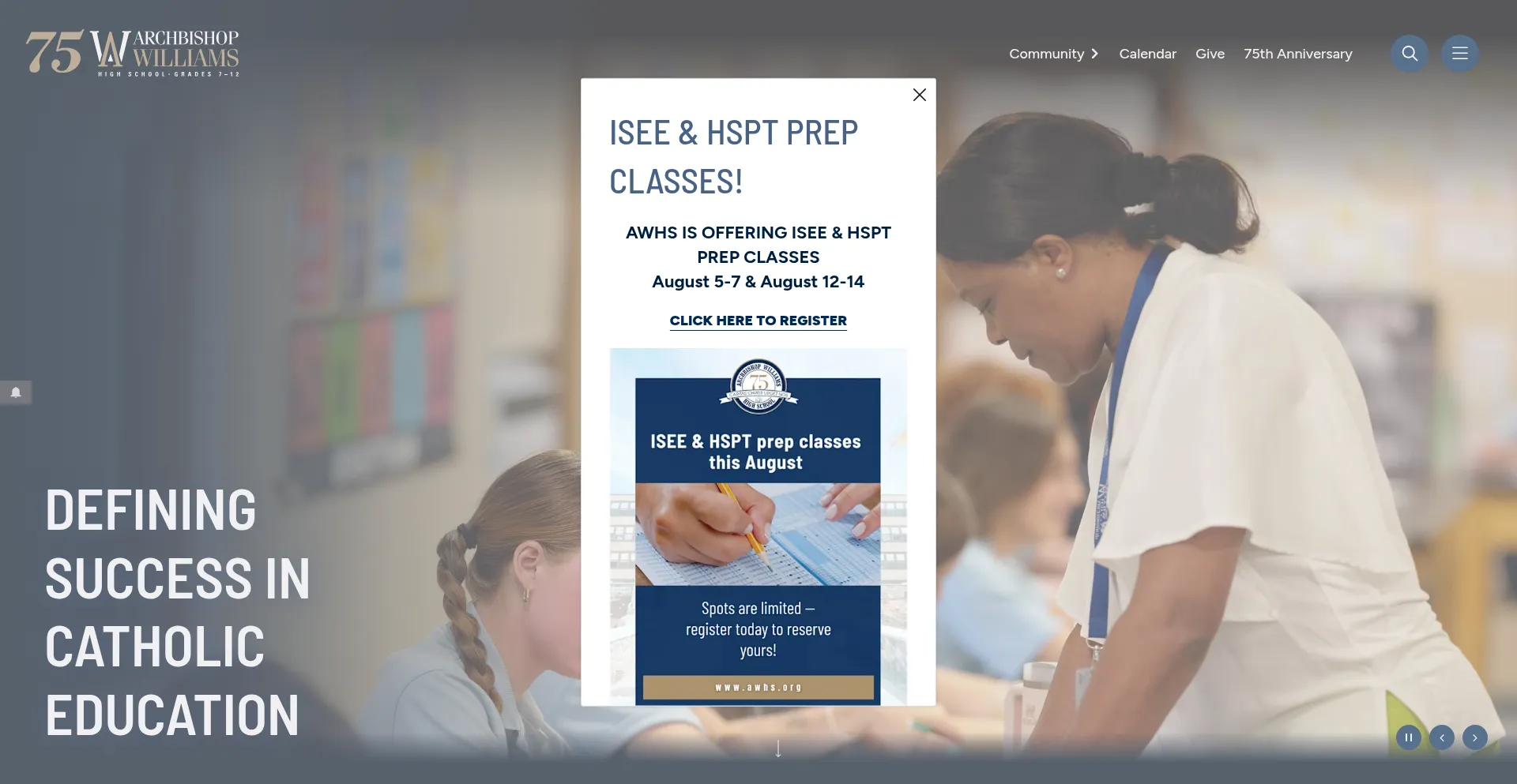 Website screenshot of Awhs.org