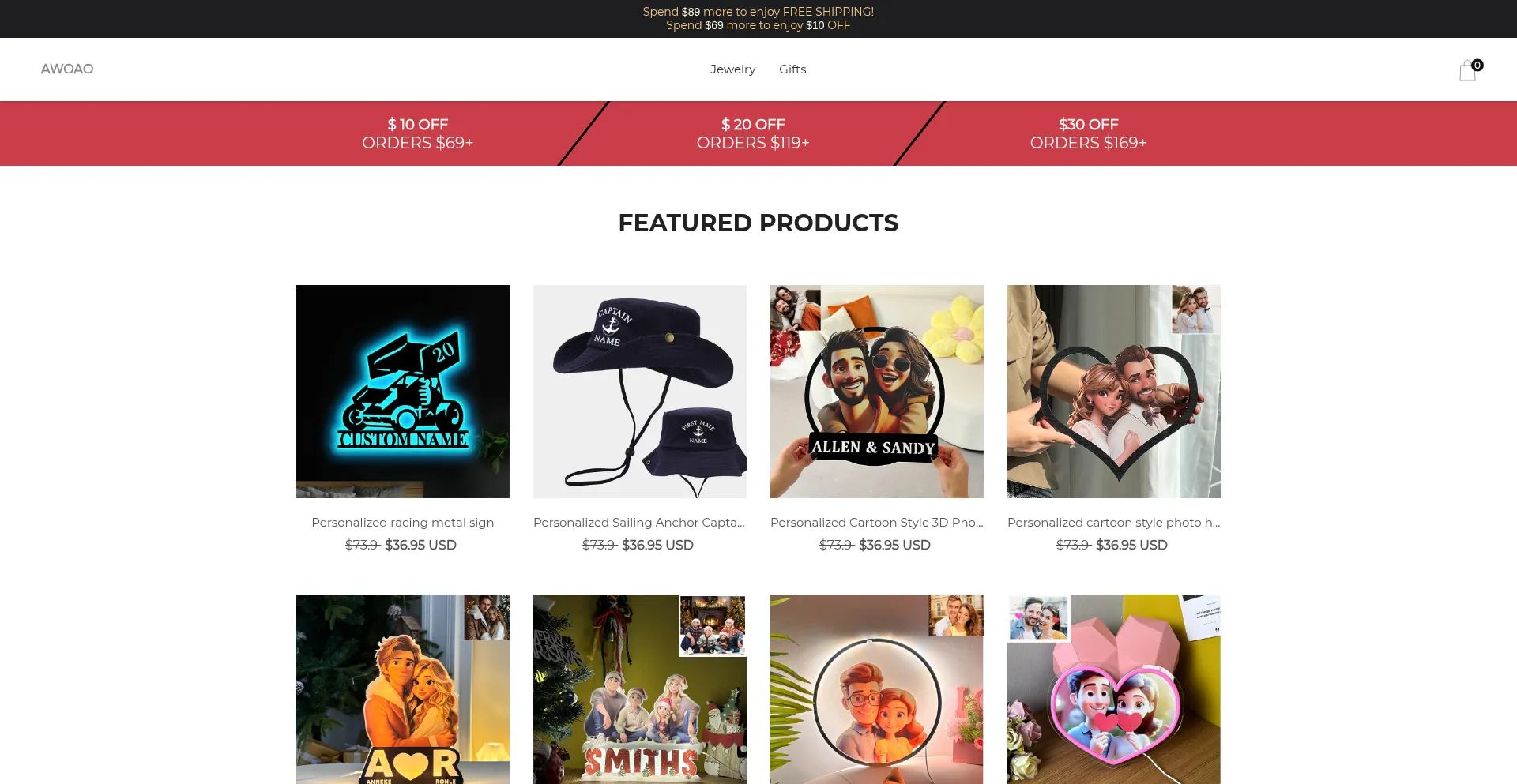 Website screenshot of Awoao.com