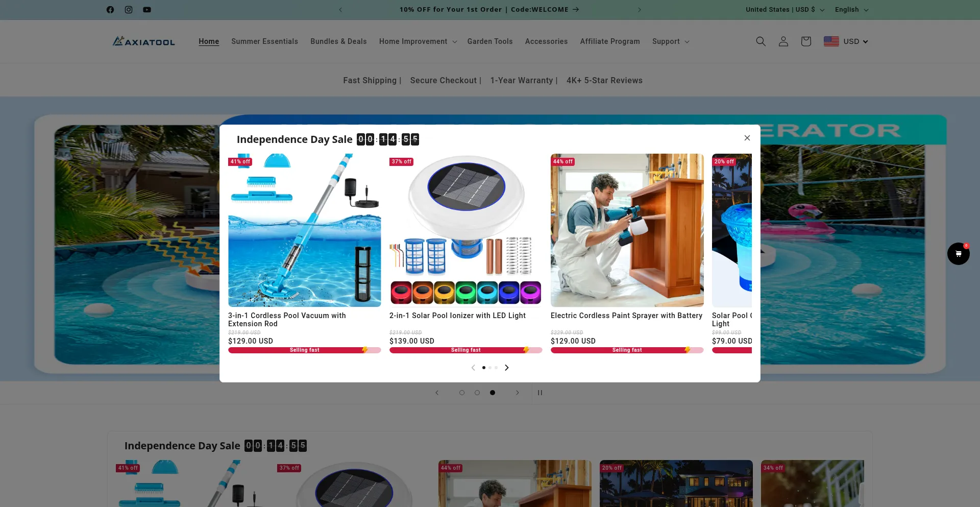 Website screenshot of Axiatool.com