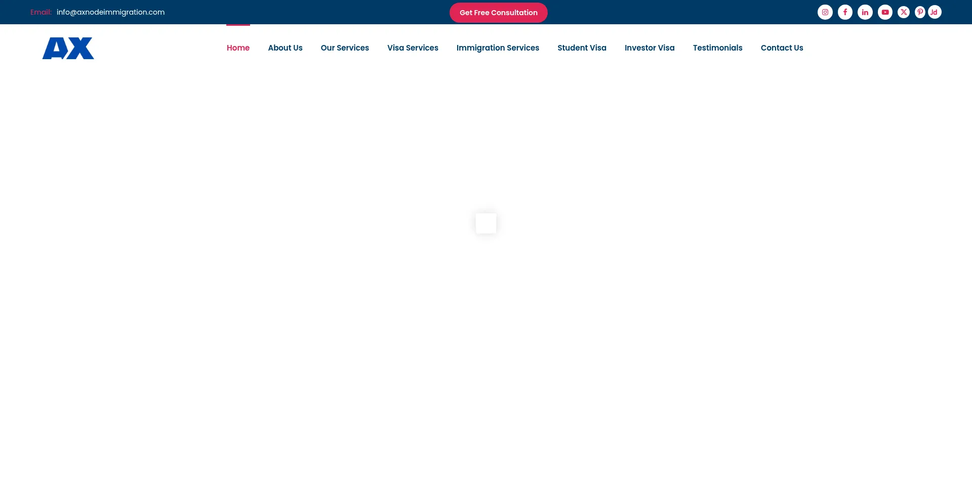 Website screenshot of Axnodeimmigration.com