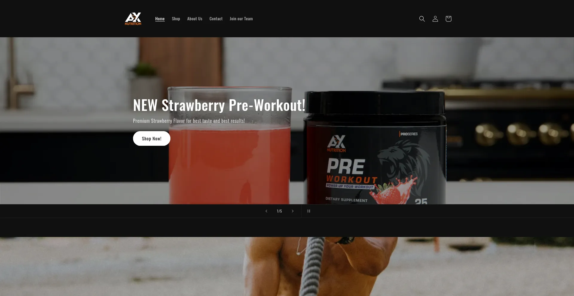 Website screenshot of Axnutrition.com