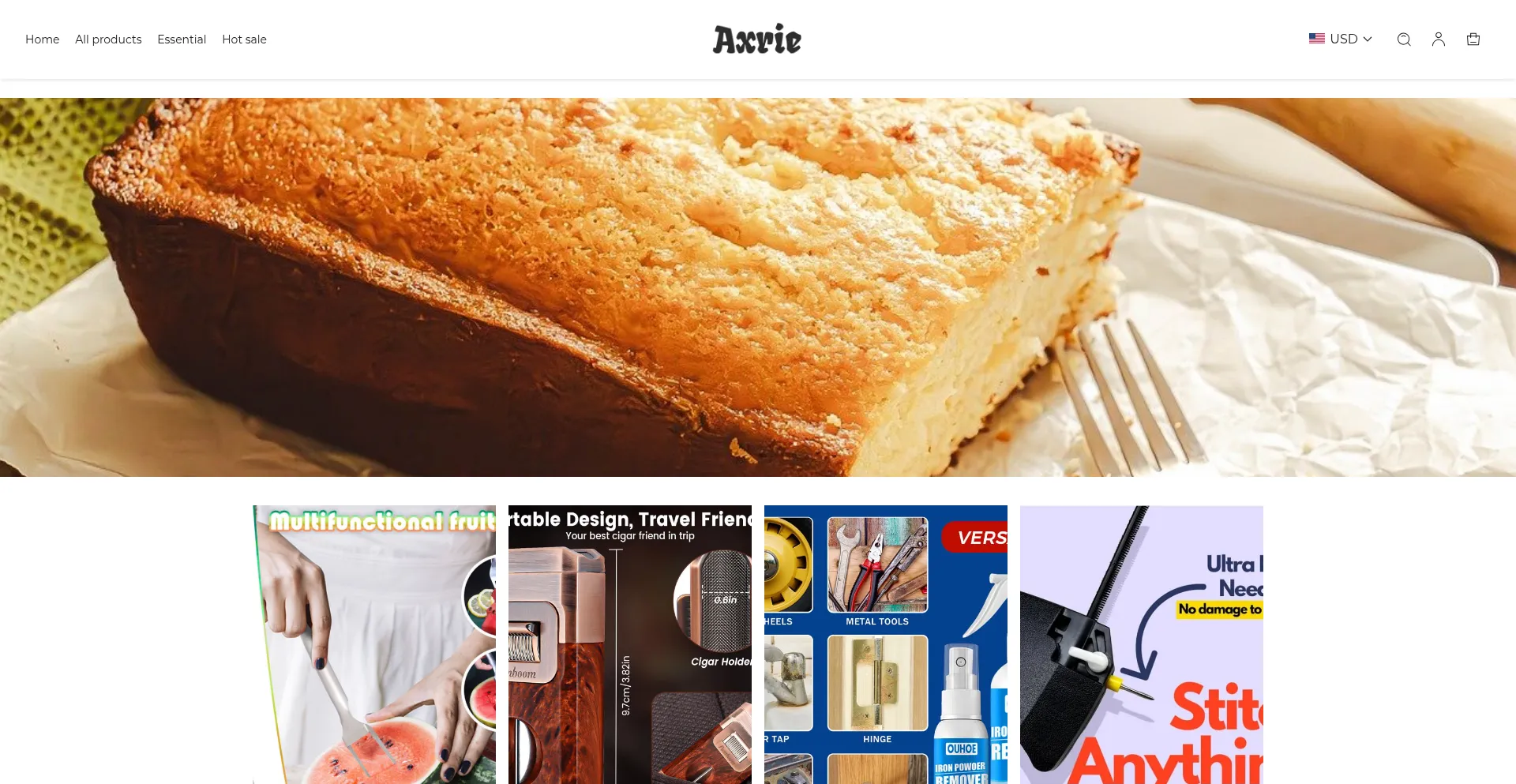 Website screenshot of Axrie.com