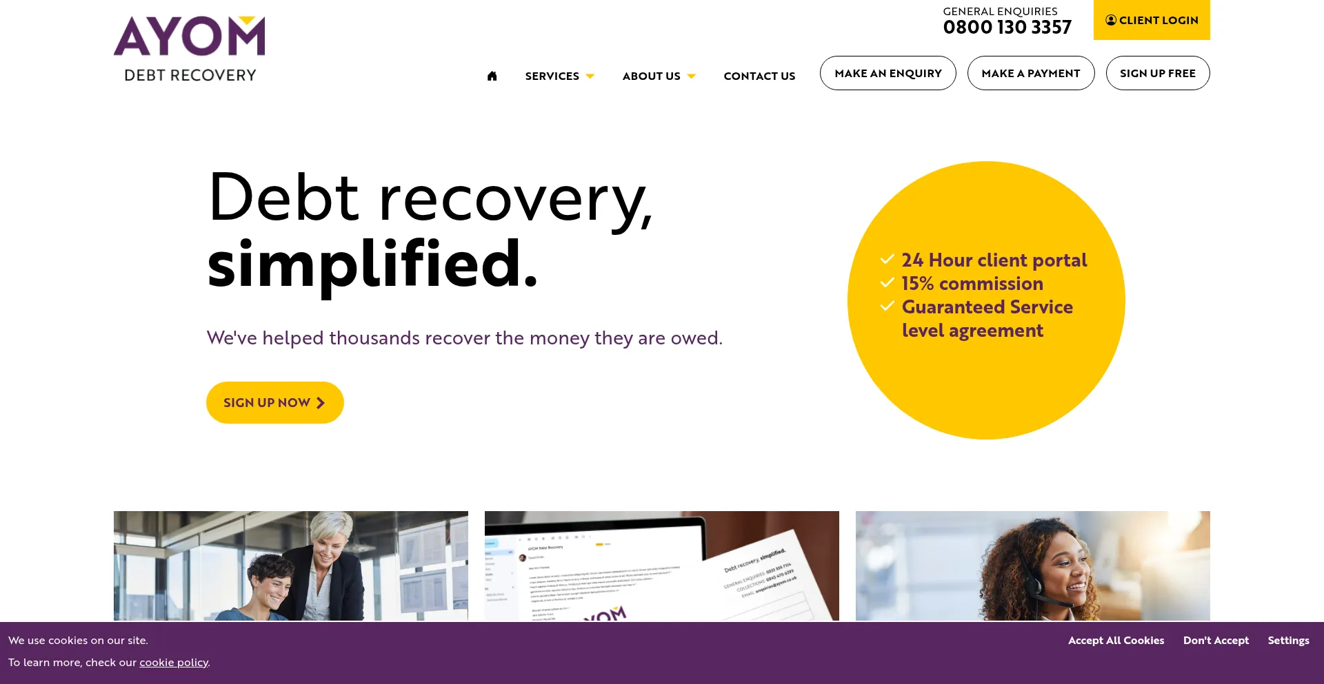 Website screenshot of Ayom.co.uk