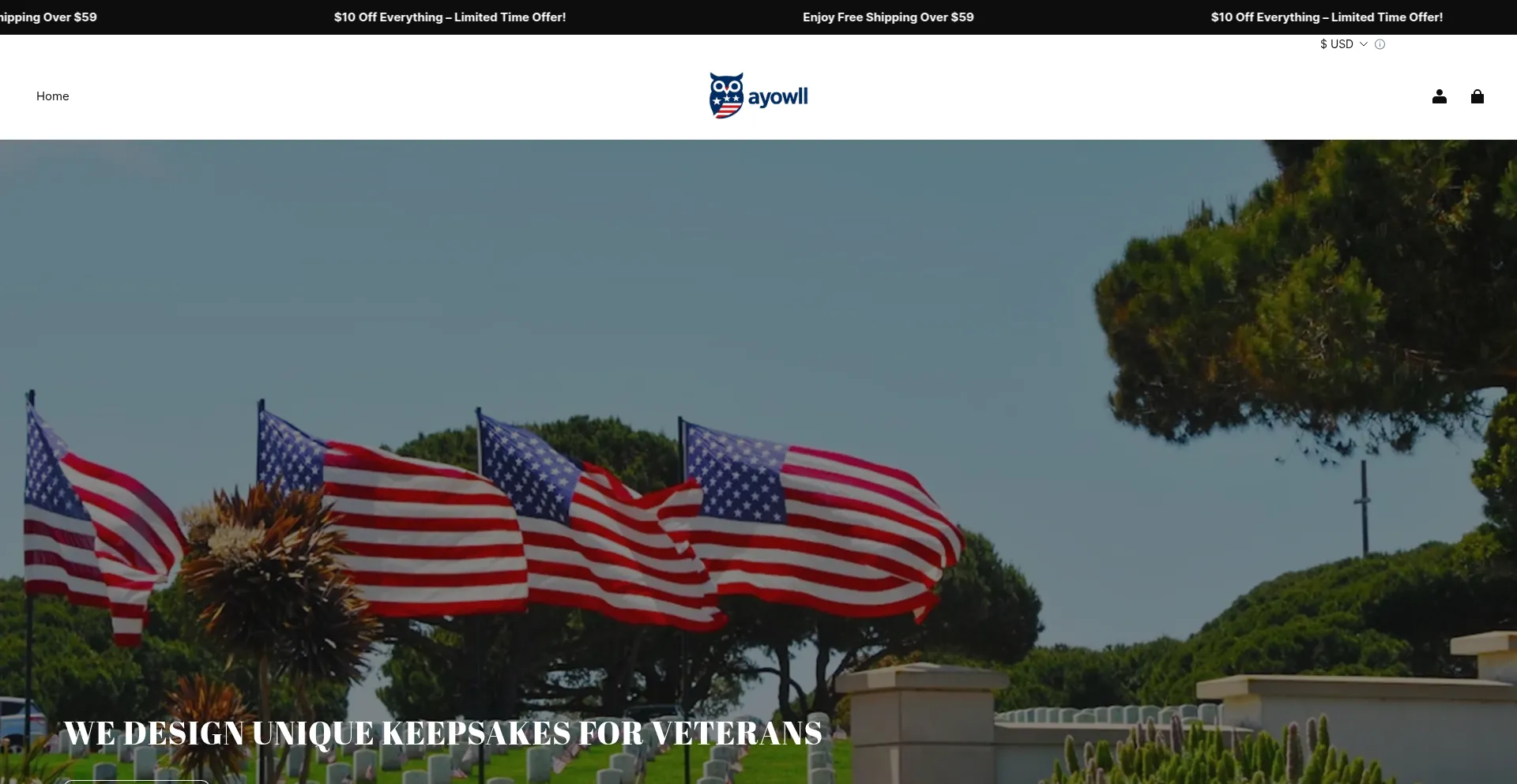 Website screenshot of Ayowll.com