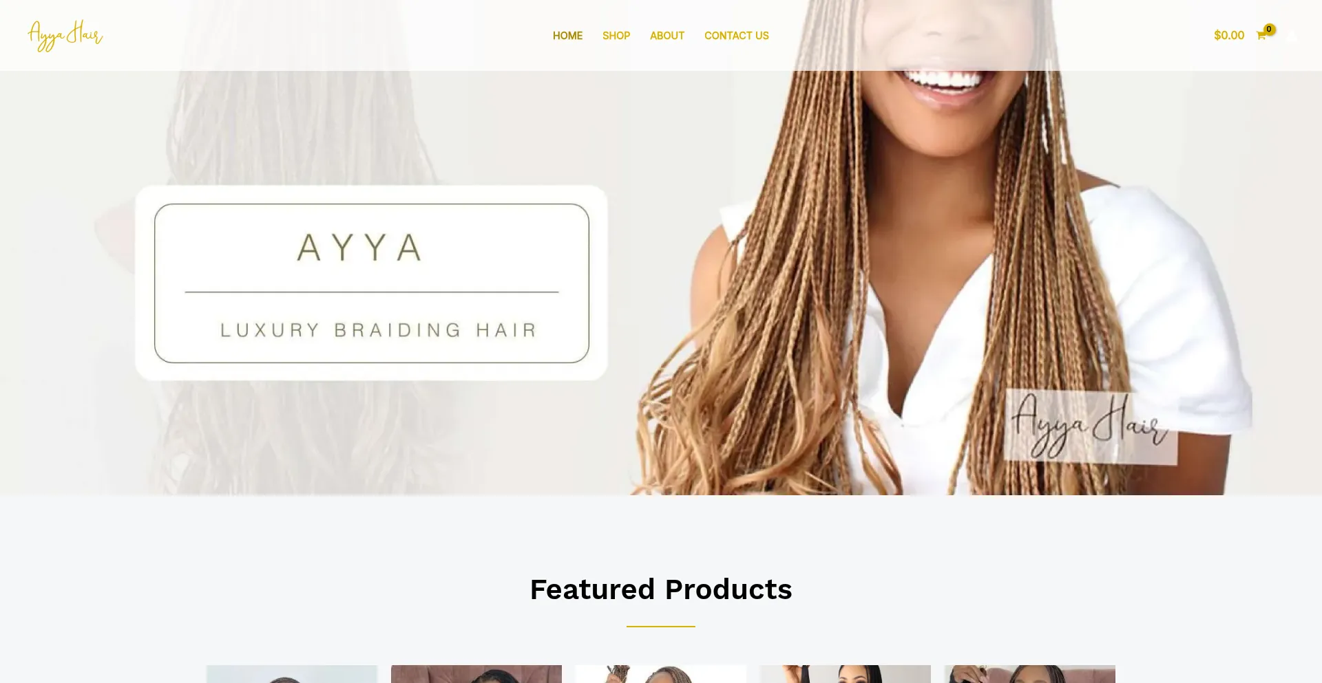 Website screenshot of Ayyahair.shop