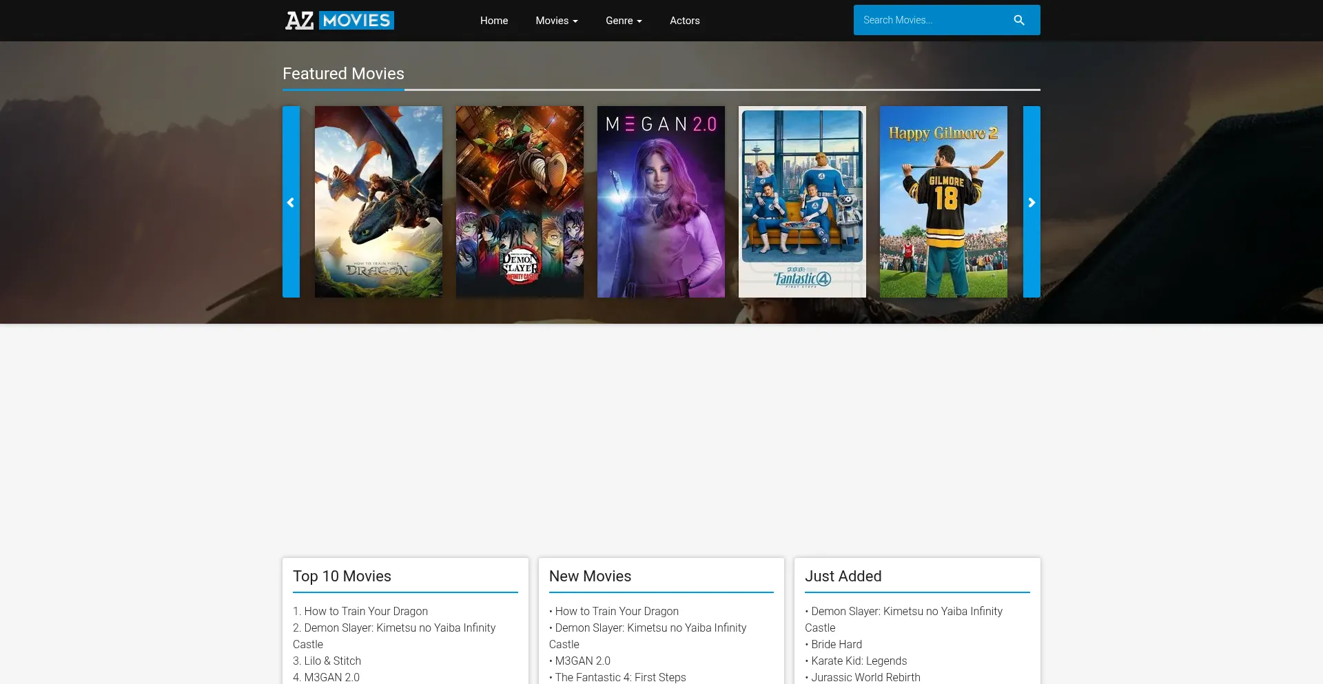 Website screenshot of Azmovies.net