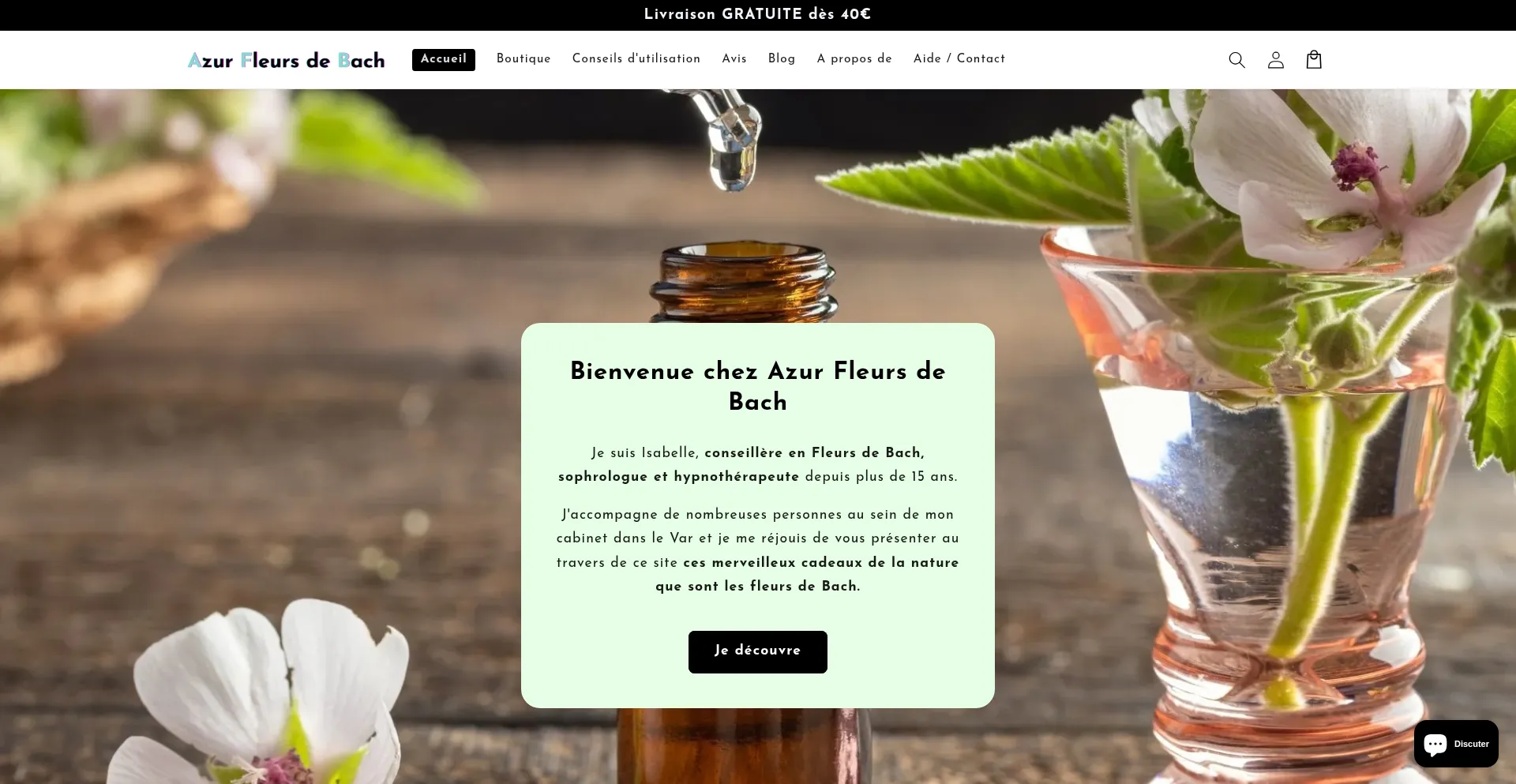 Website screenshot of Azur-fleursdebach.fr