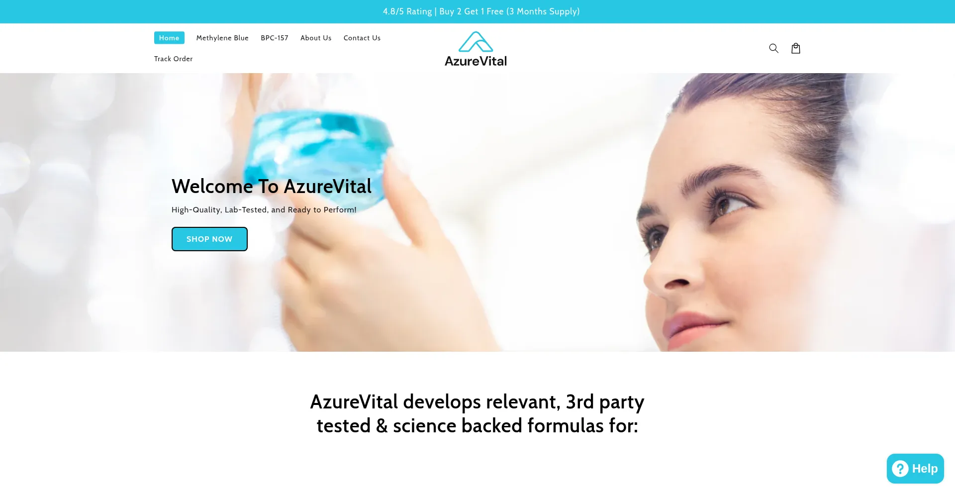 Website screenshot of Azurevital.com