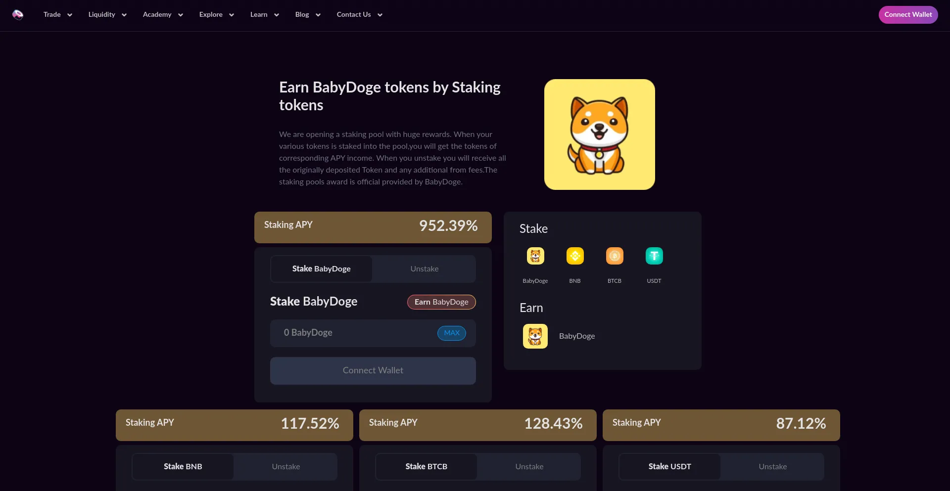Website screenshot of Babydoge-sushi.pro