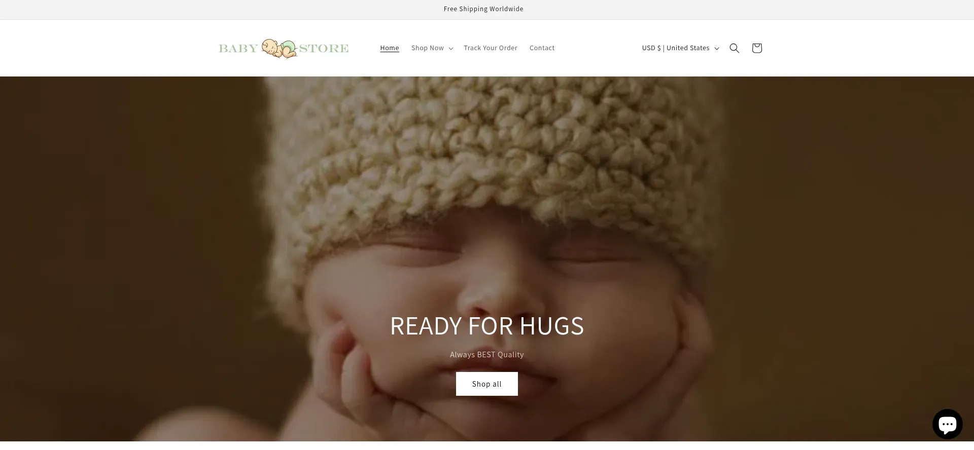 Website screenshot of Babytopstore.com