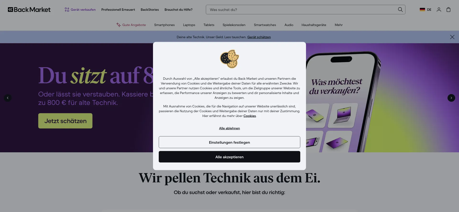 Website screenshot of Backmarket.de