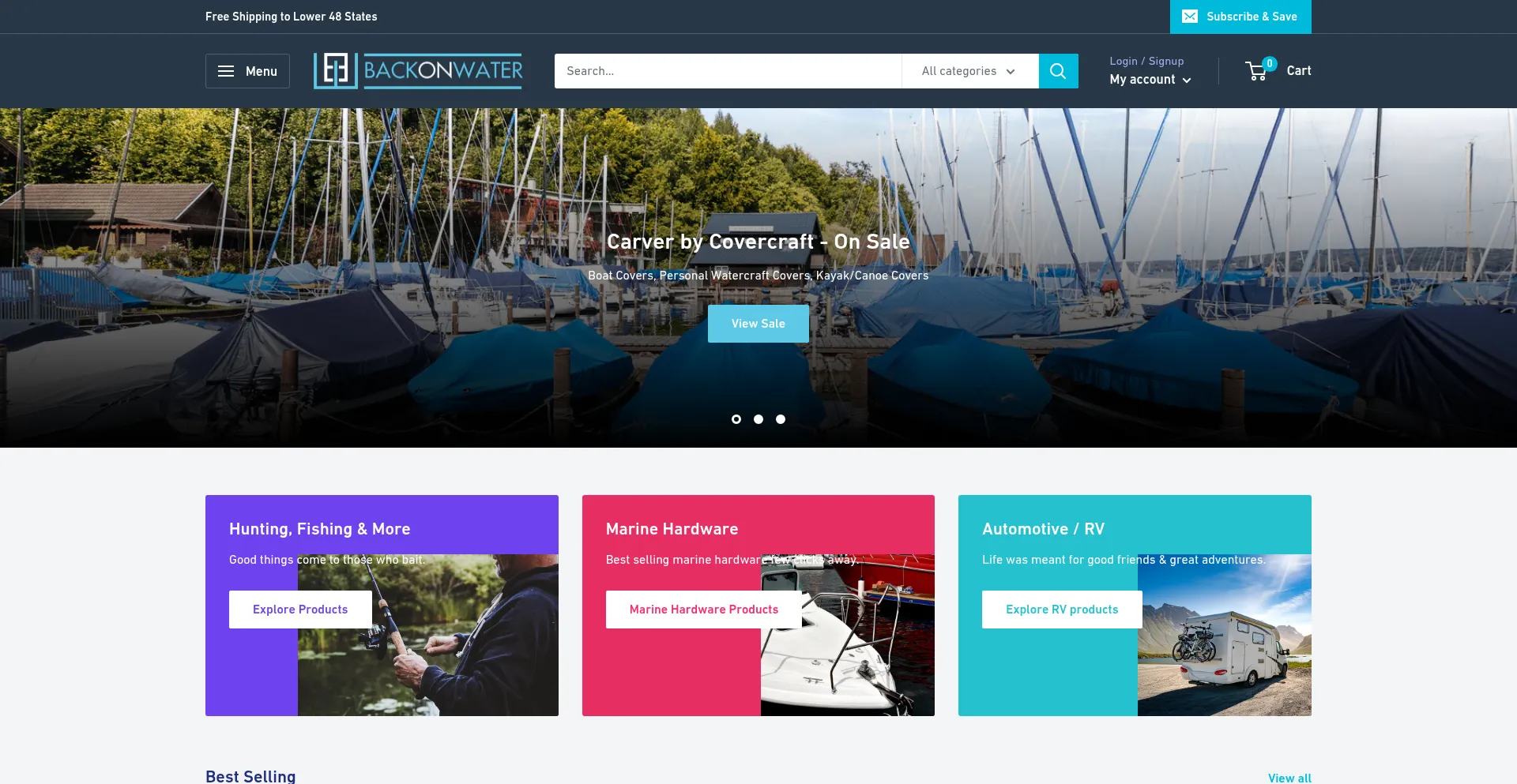 Website screenshot of Backonwater.com