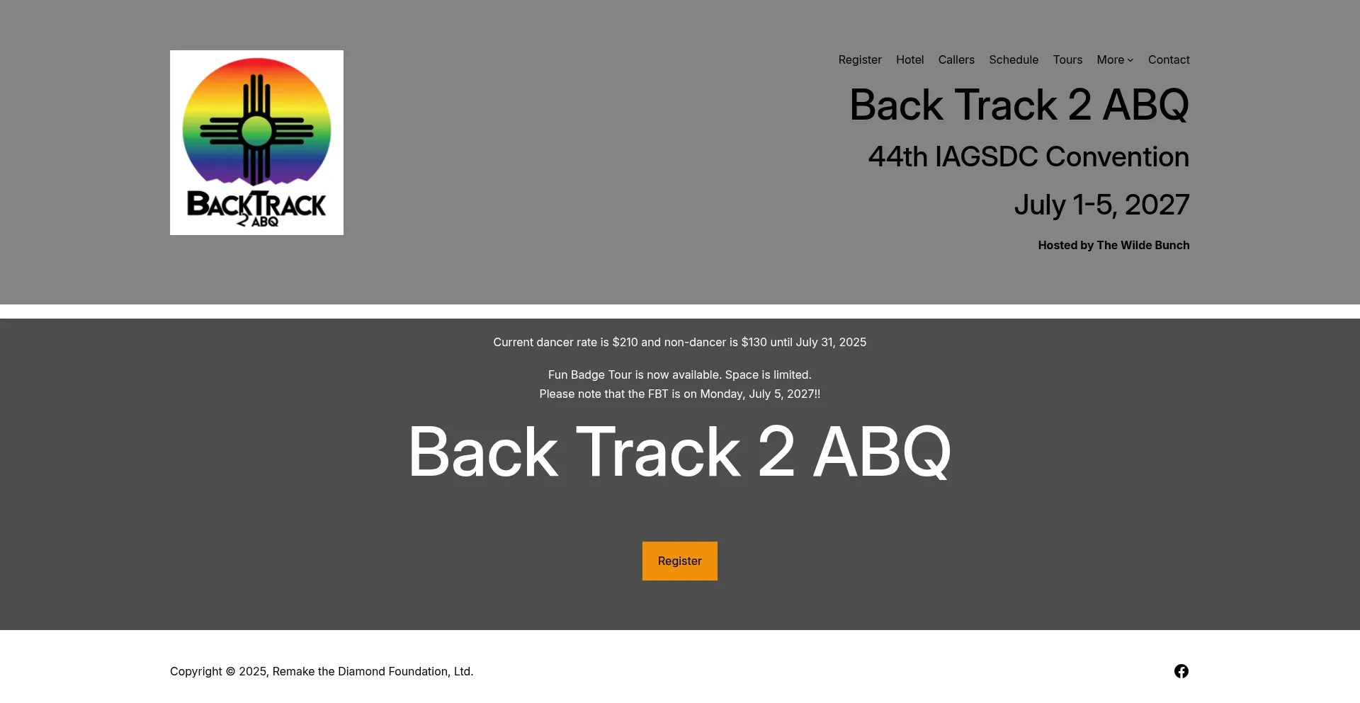 Website screenshot of Backtrack2abq.com