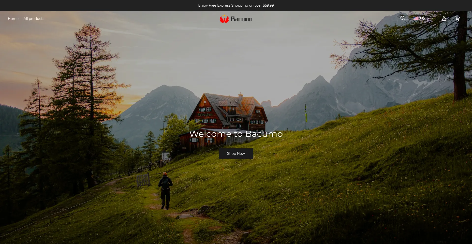 Website screenshot of Bacumo.com