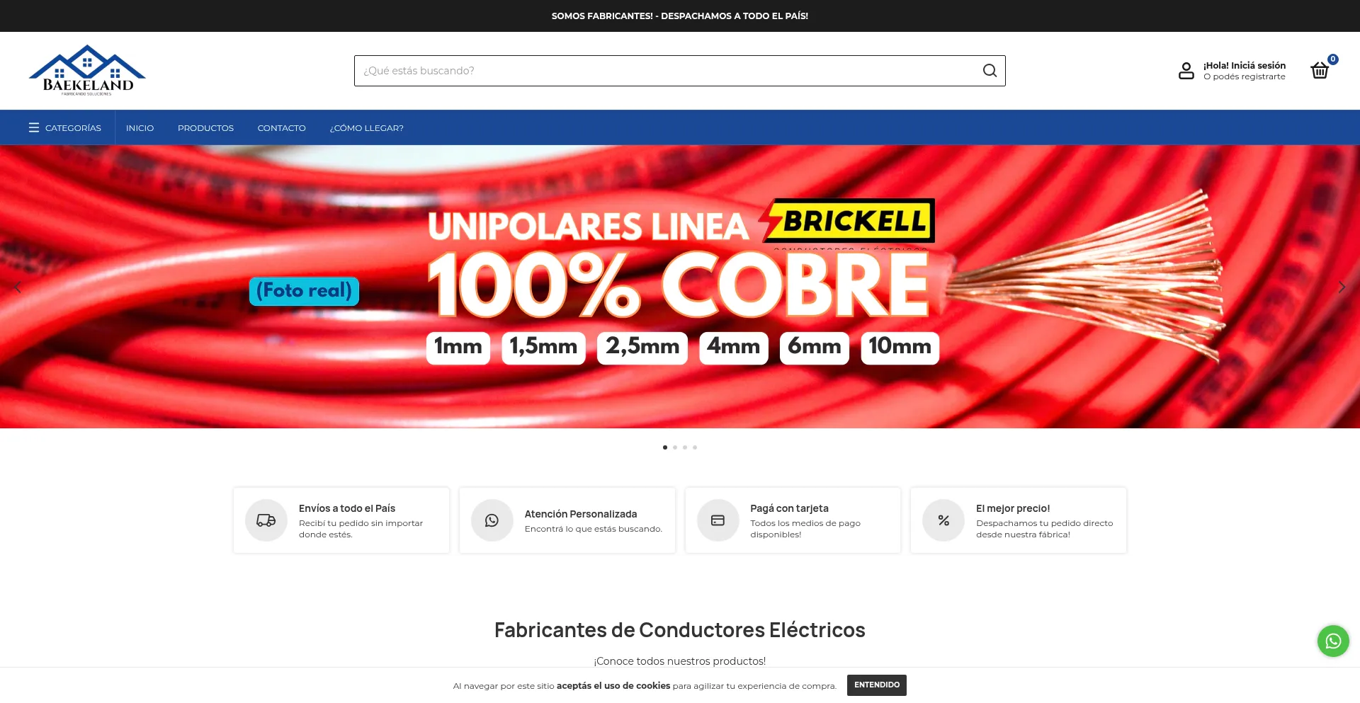 Website screenshot of Baekelandventas.com.ar