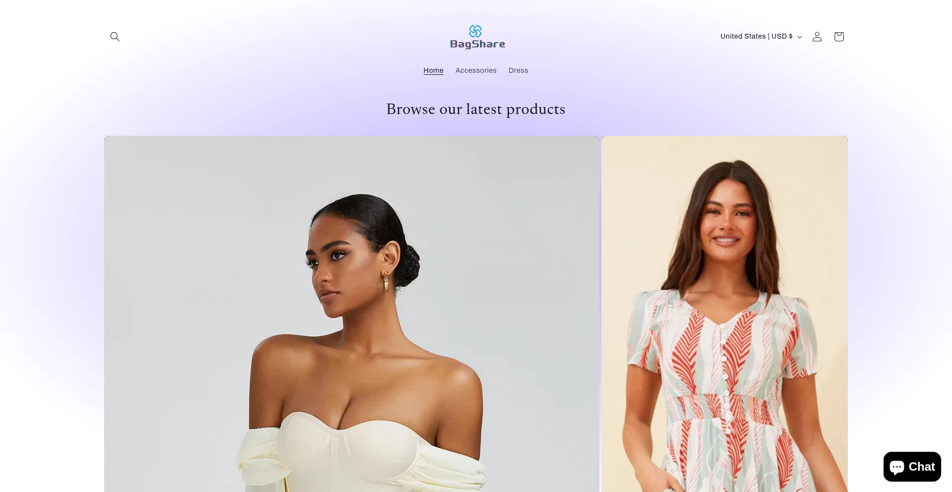 Website screenshot of Bagshares.com