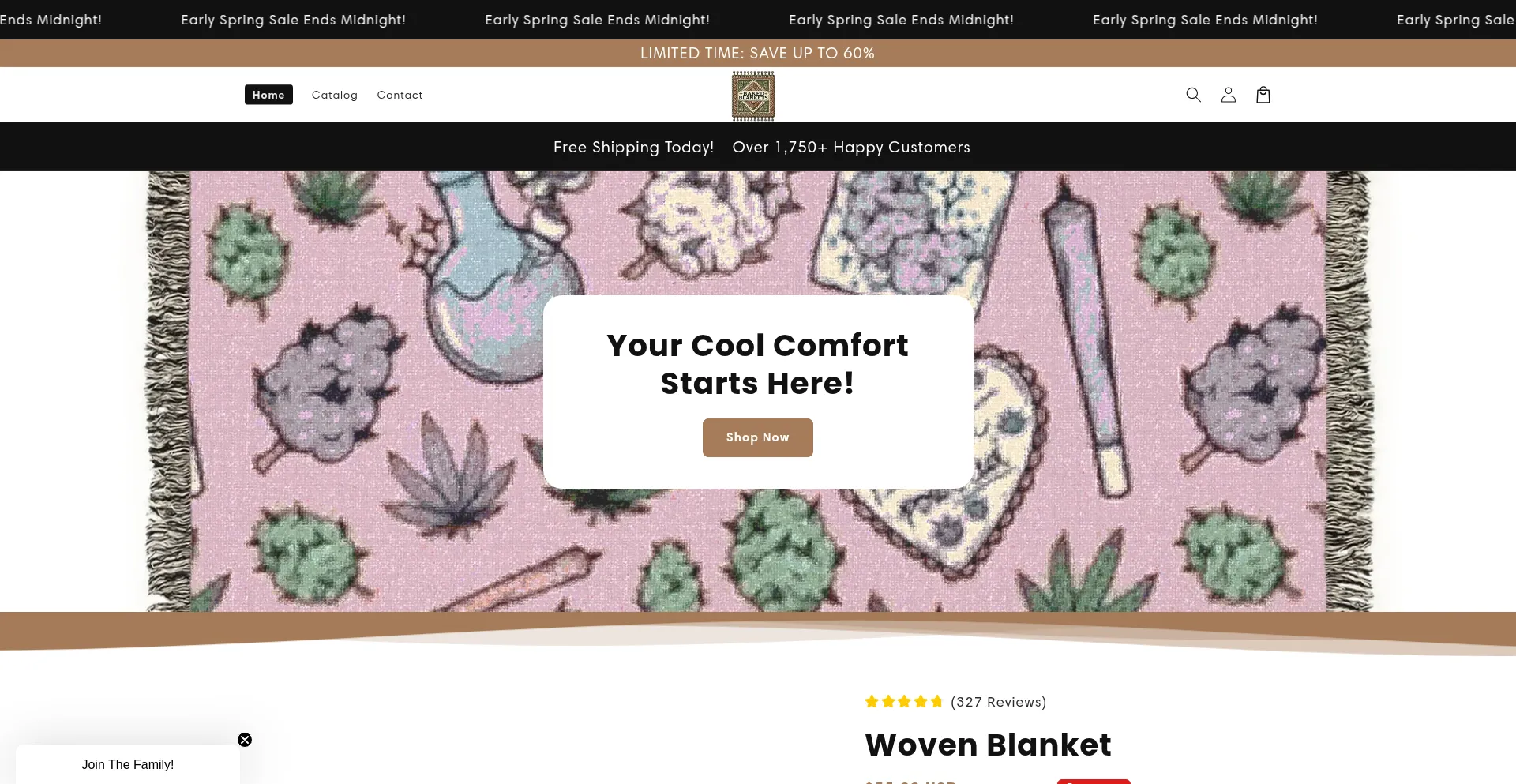 Website screenshot of Bakedblankets.com