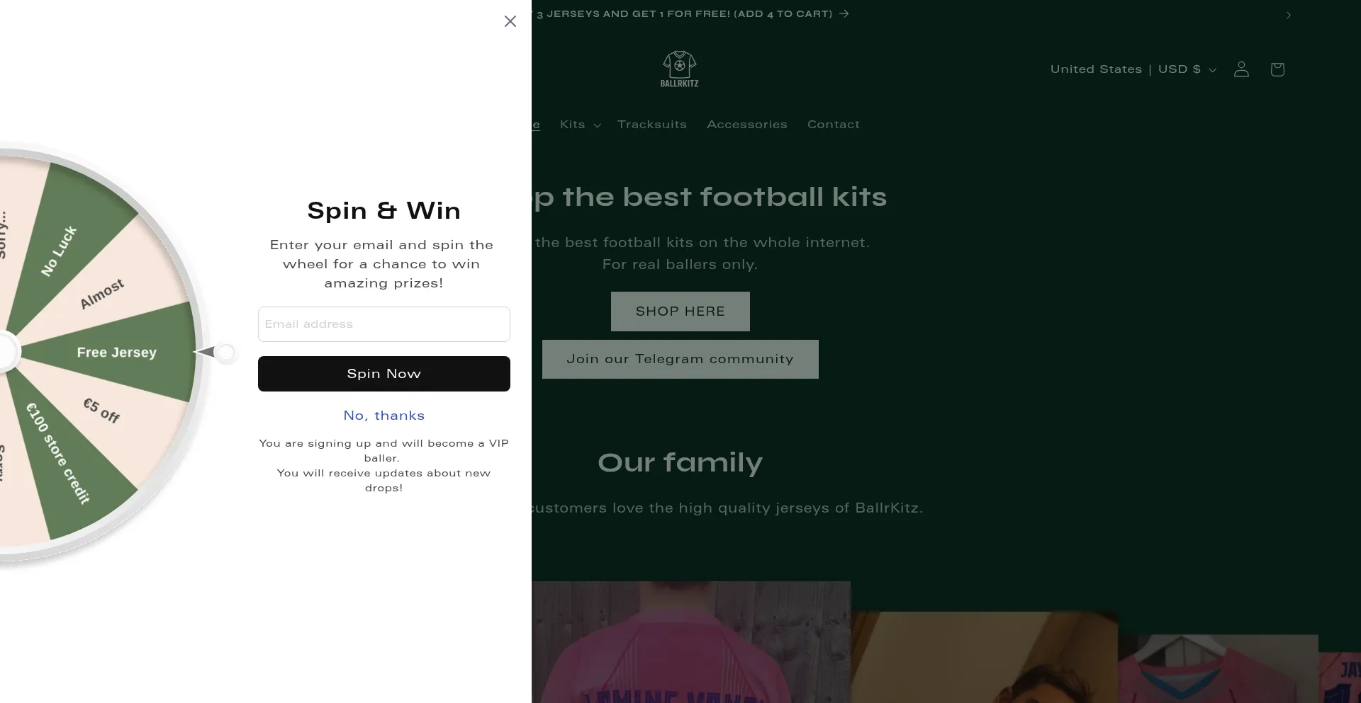 Website screenshot of Ballrkitz.com