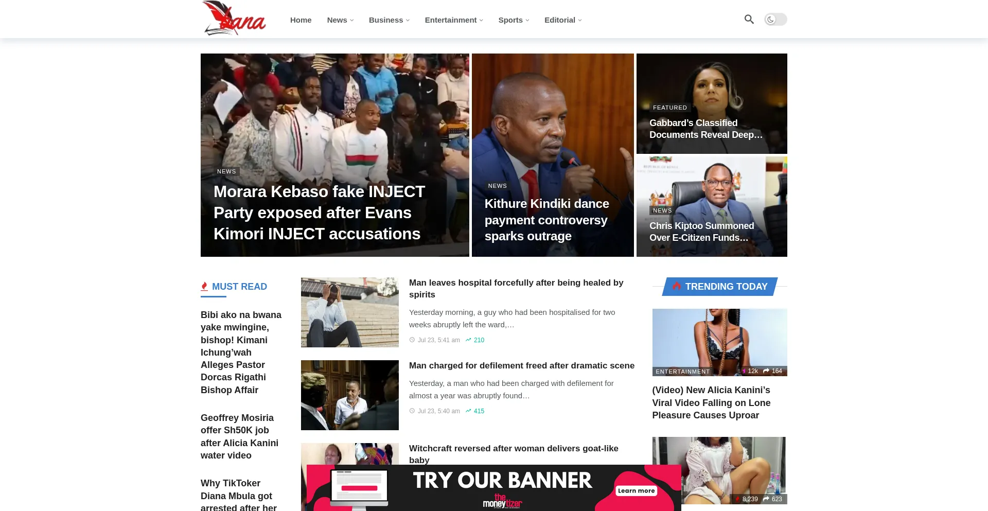 Website screenshot of Bana.co.ke