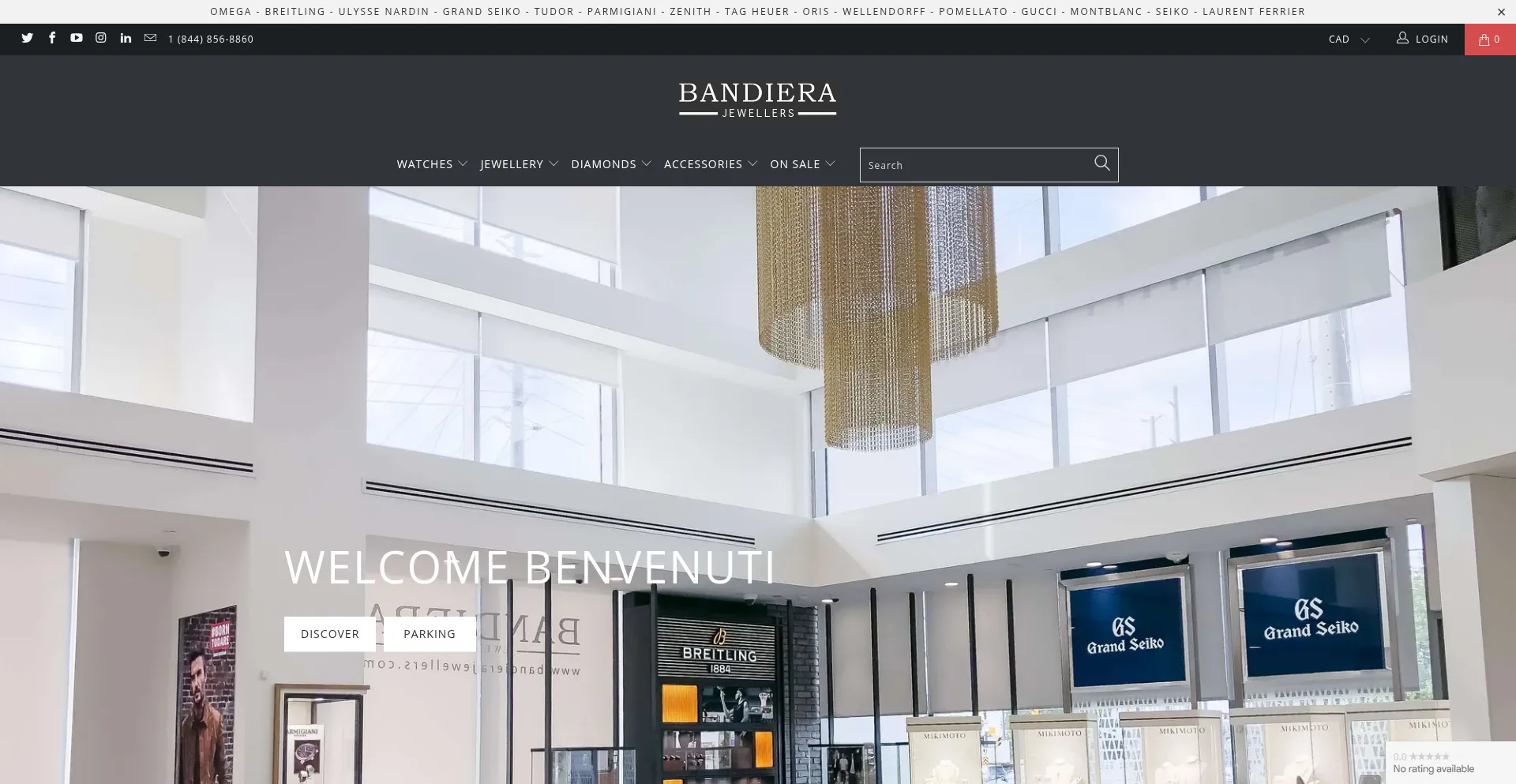 Website screenshot of Bandierajewellers.com