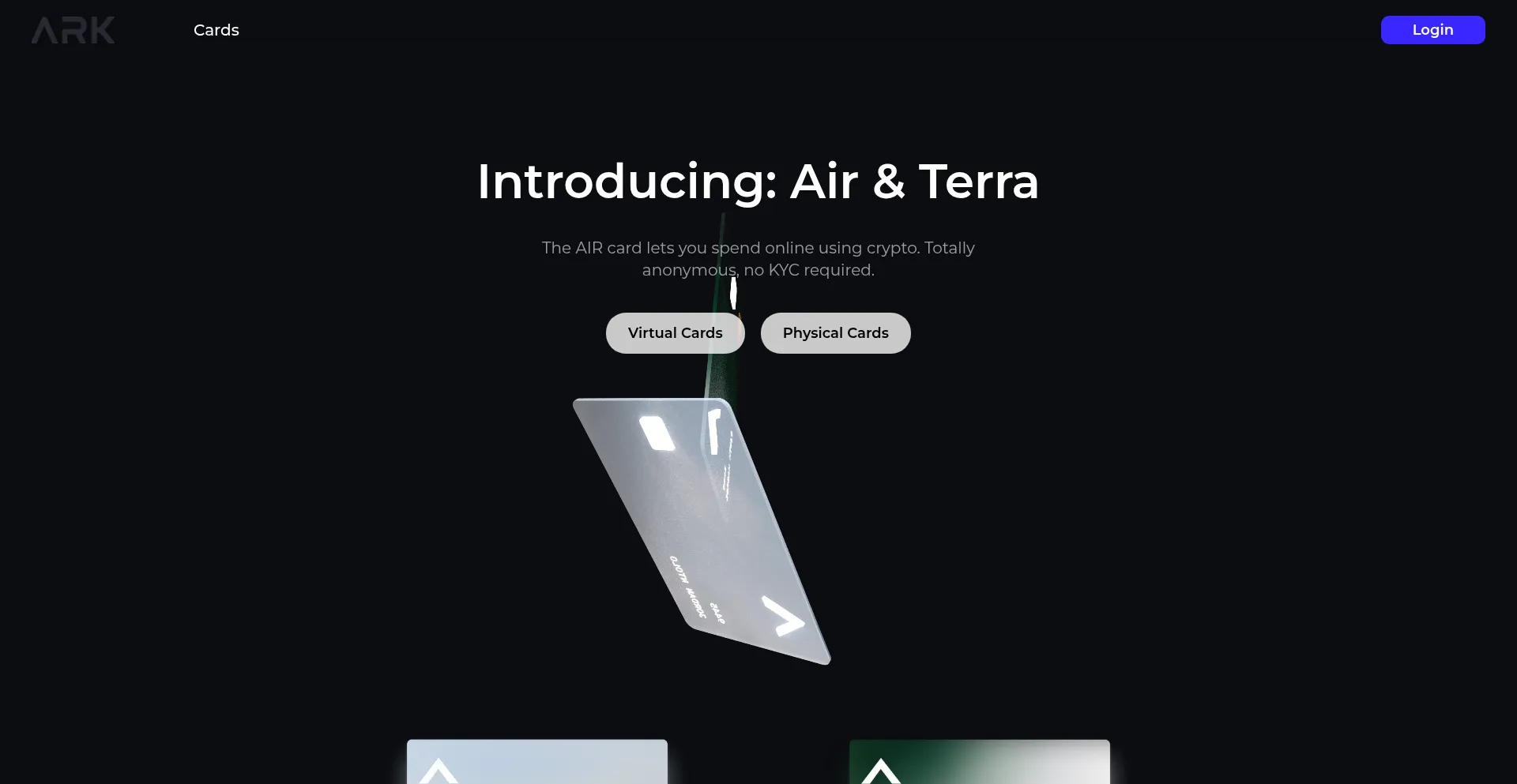 Website screenshot of Bank.arkfi.io