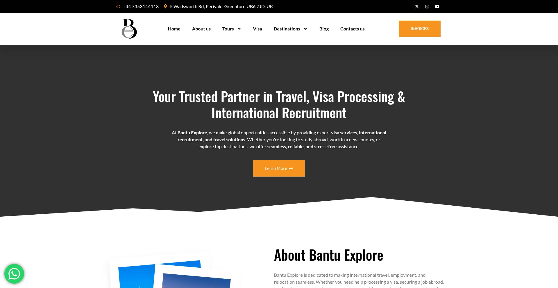 Website screenshot of Bantuexplore.com
