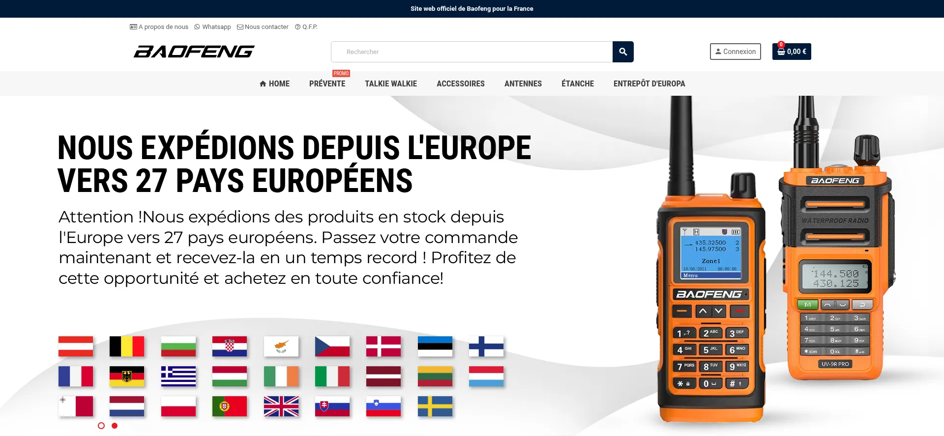 Website screenshot of Baofeng.fr