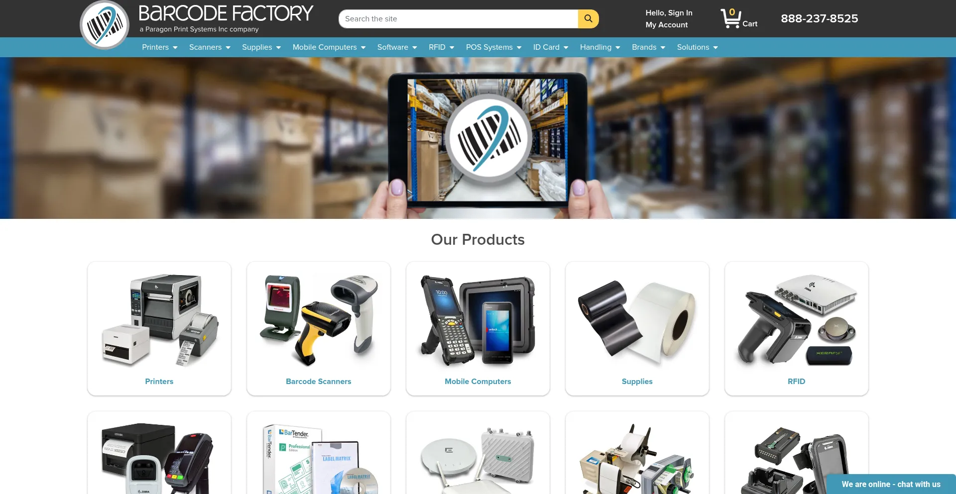 Website screenshot of Barcodefactory.com