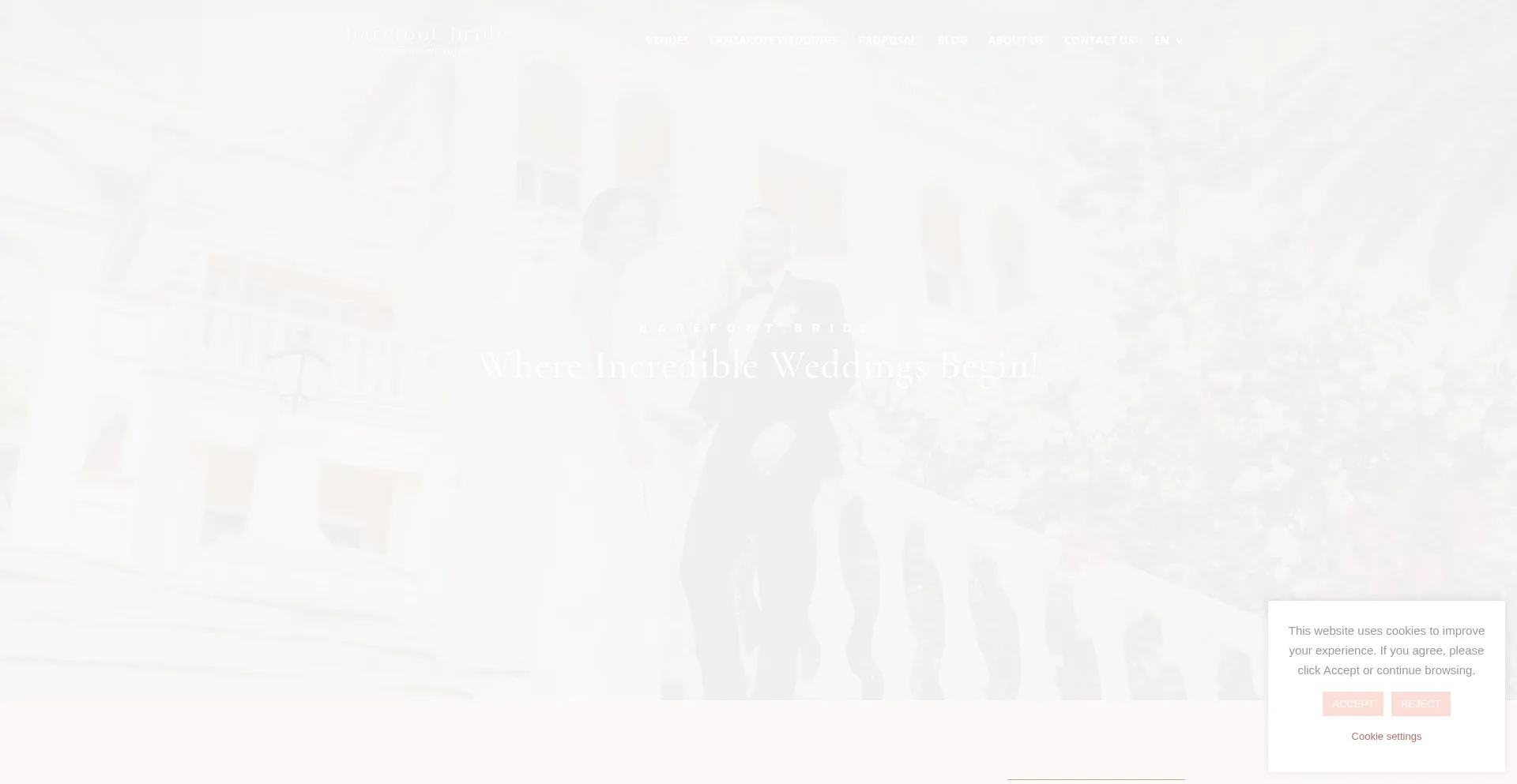 Website screenshot of Barefootbridetenerife.com