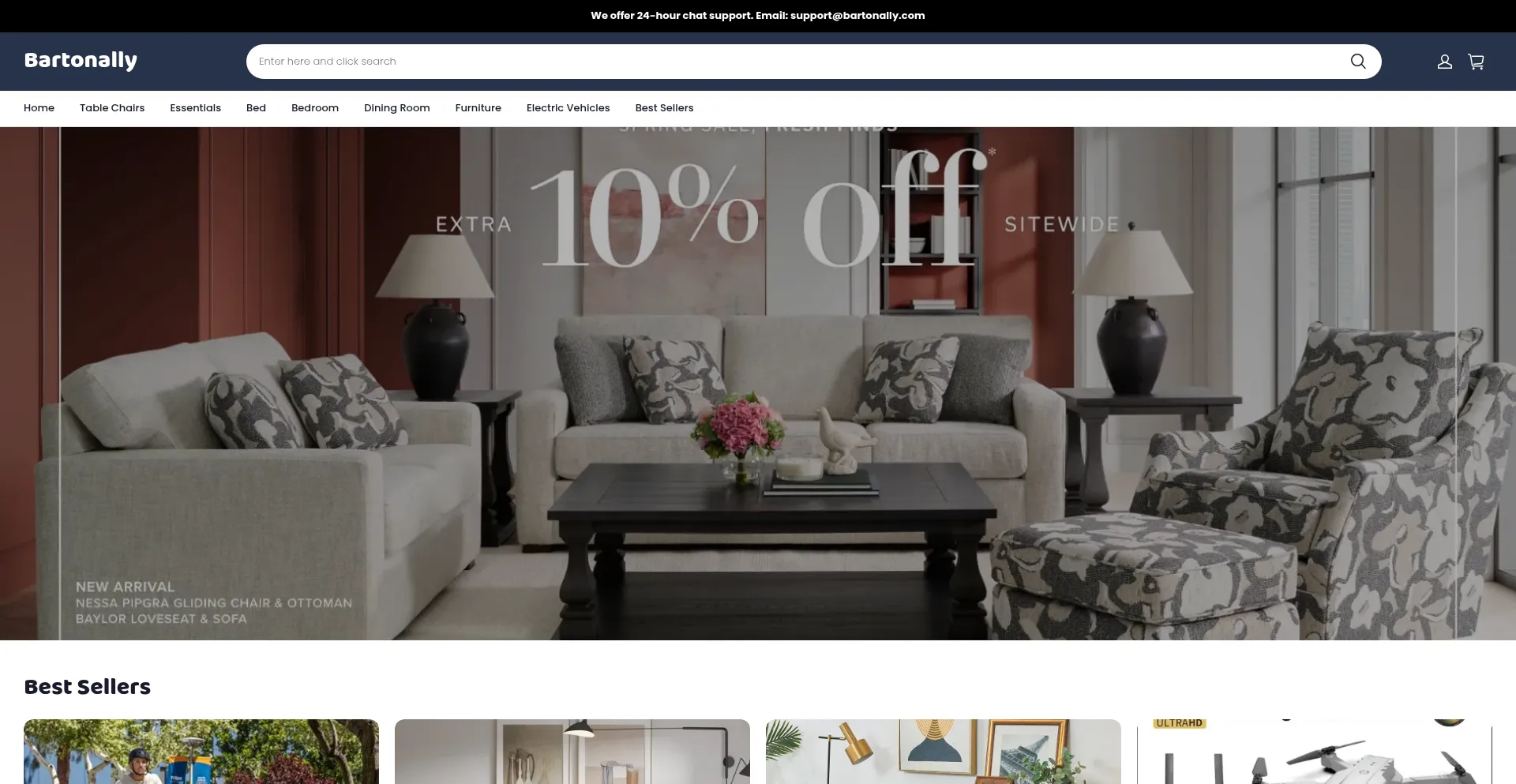 Website screenshot of Bartonally.com