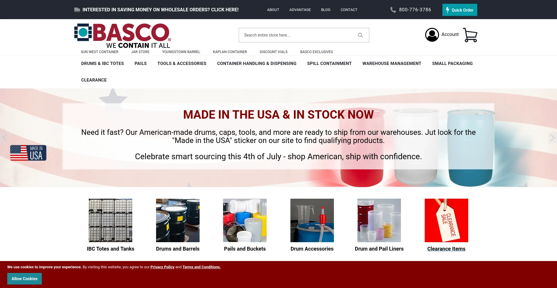 Website screenshot of Bascousa.com