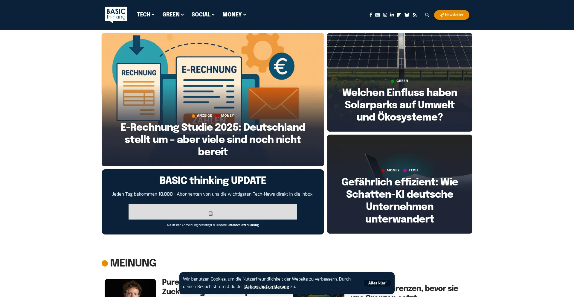 Website screenshot of Basicthinking.de
