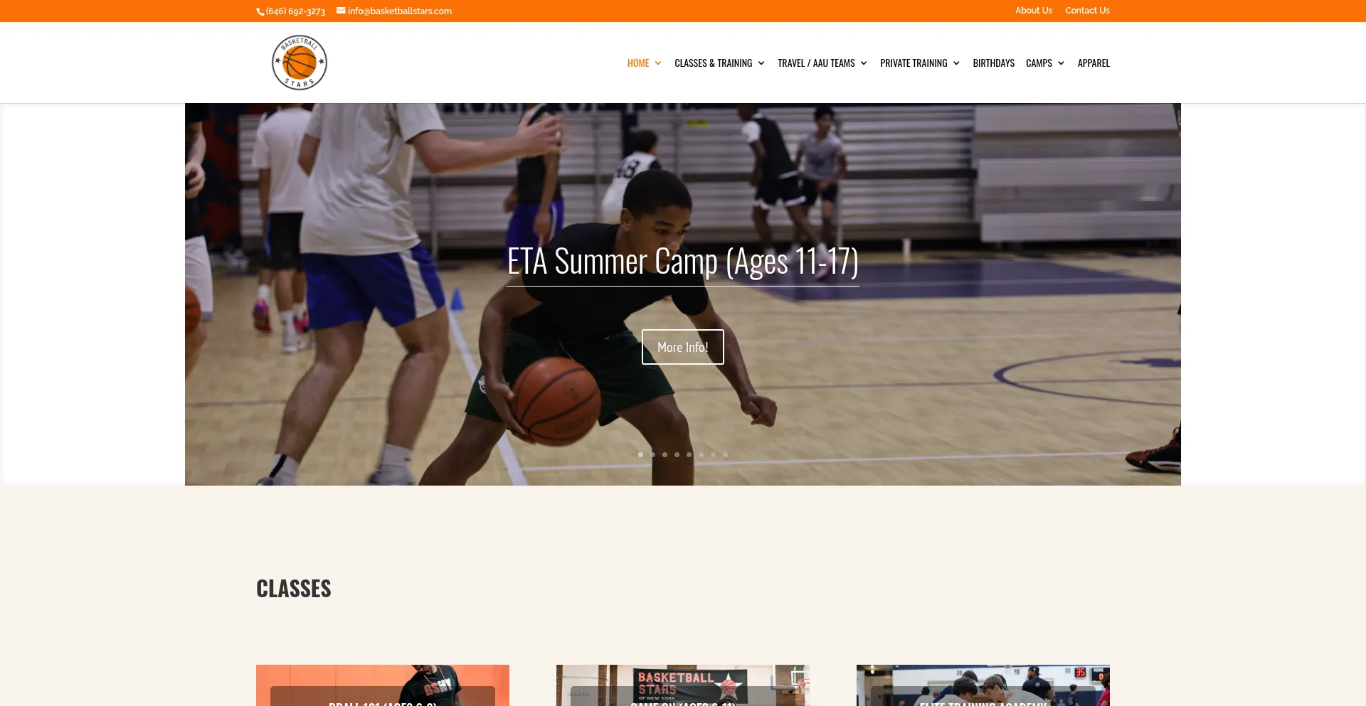 Website screenshot of Basketballstars.com
