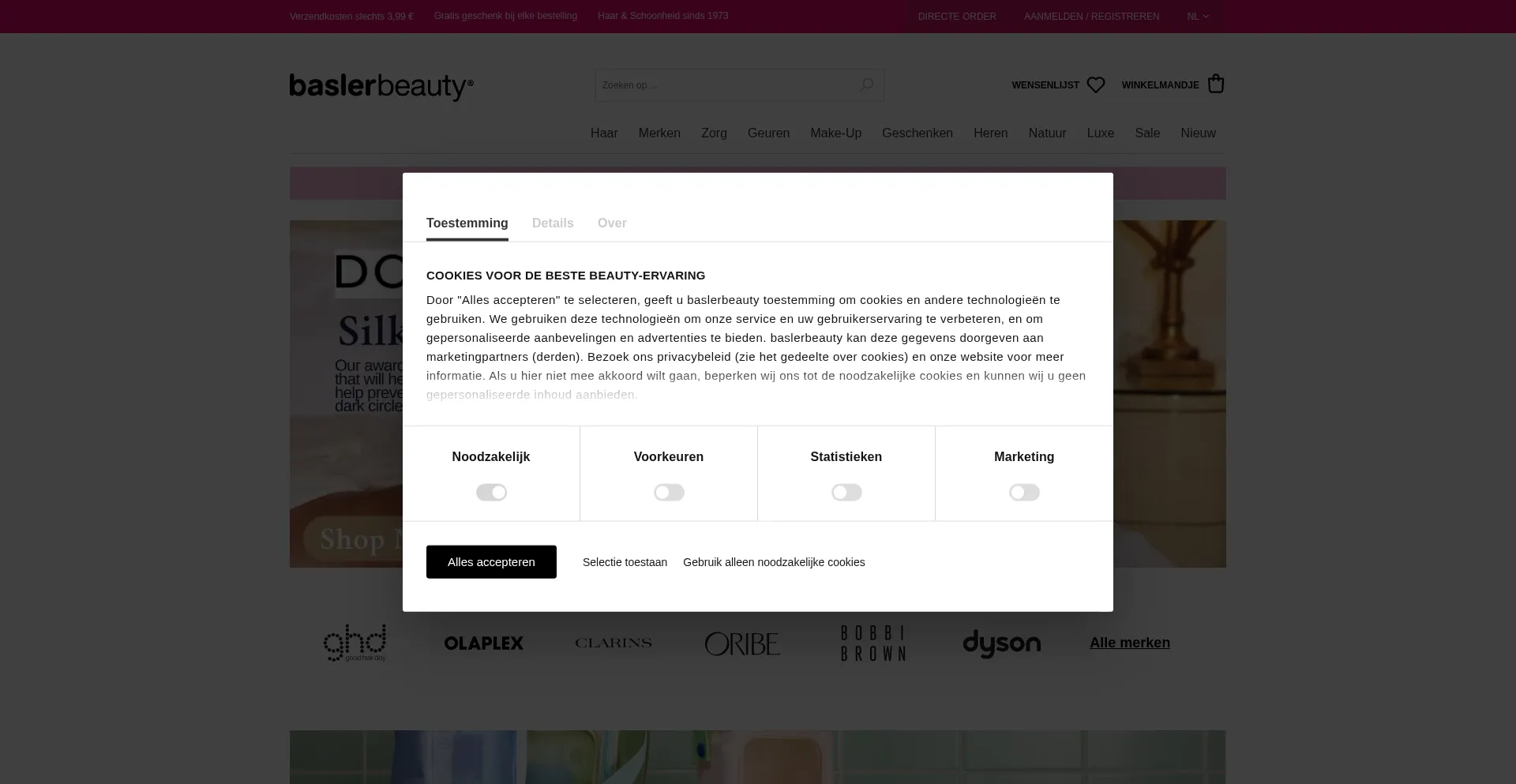 Website screenshot of Basler-beauty.be