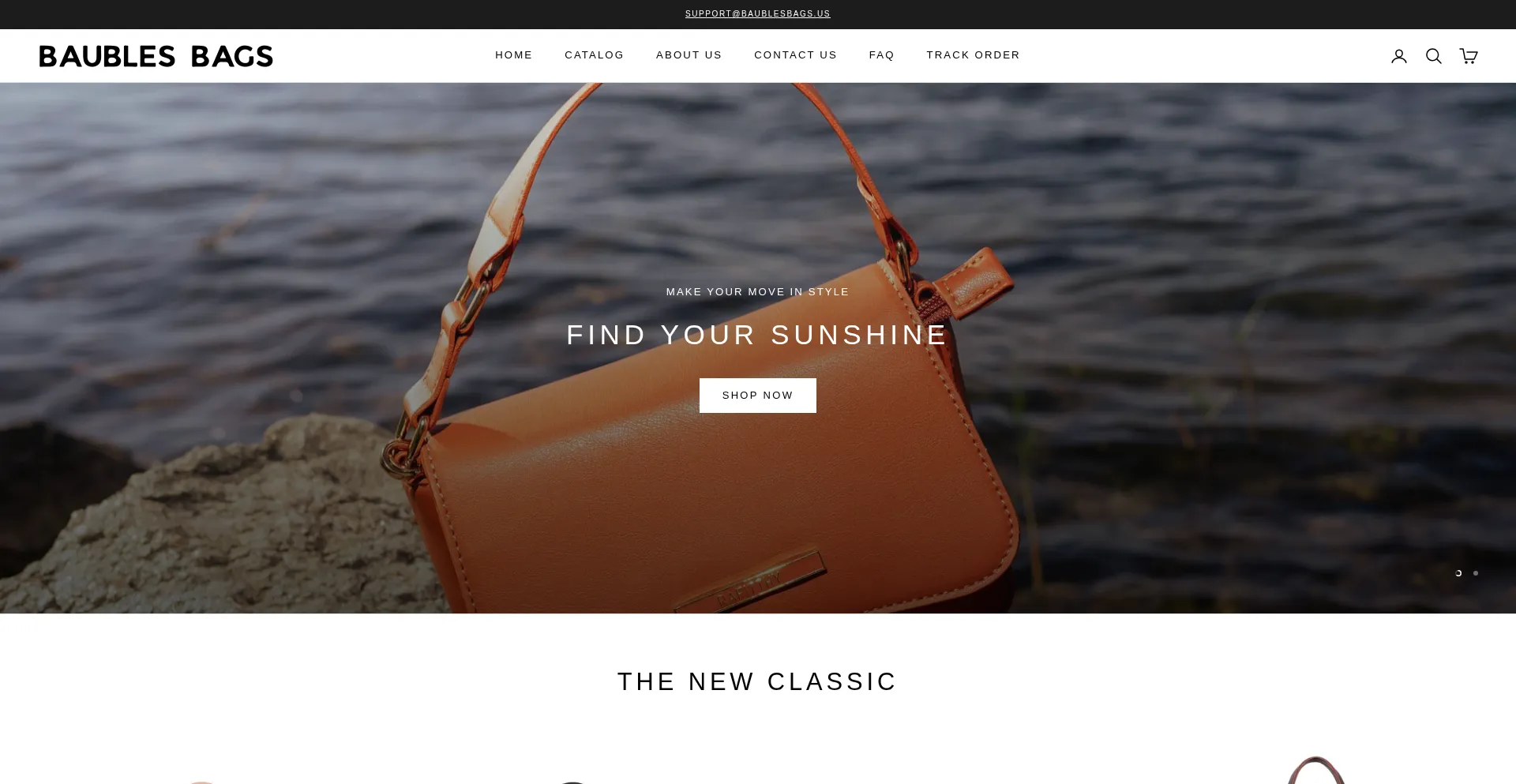 Website screenshot of Baublesbags.us