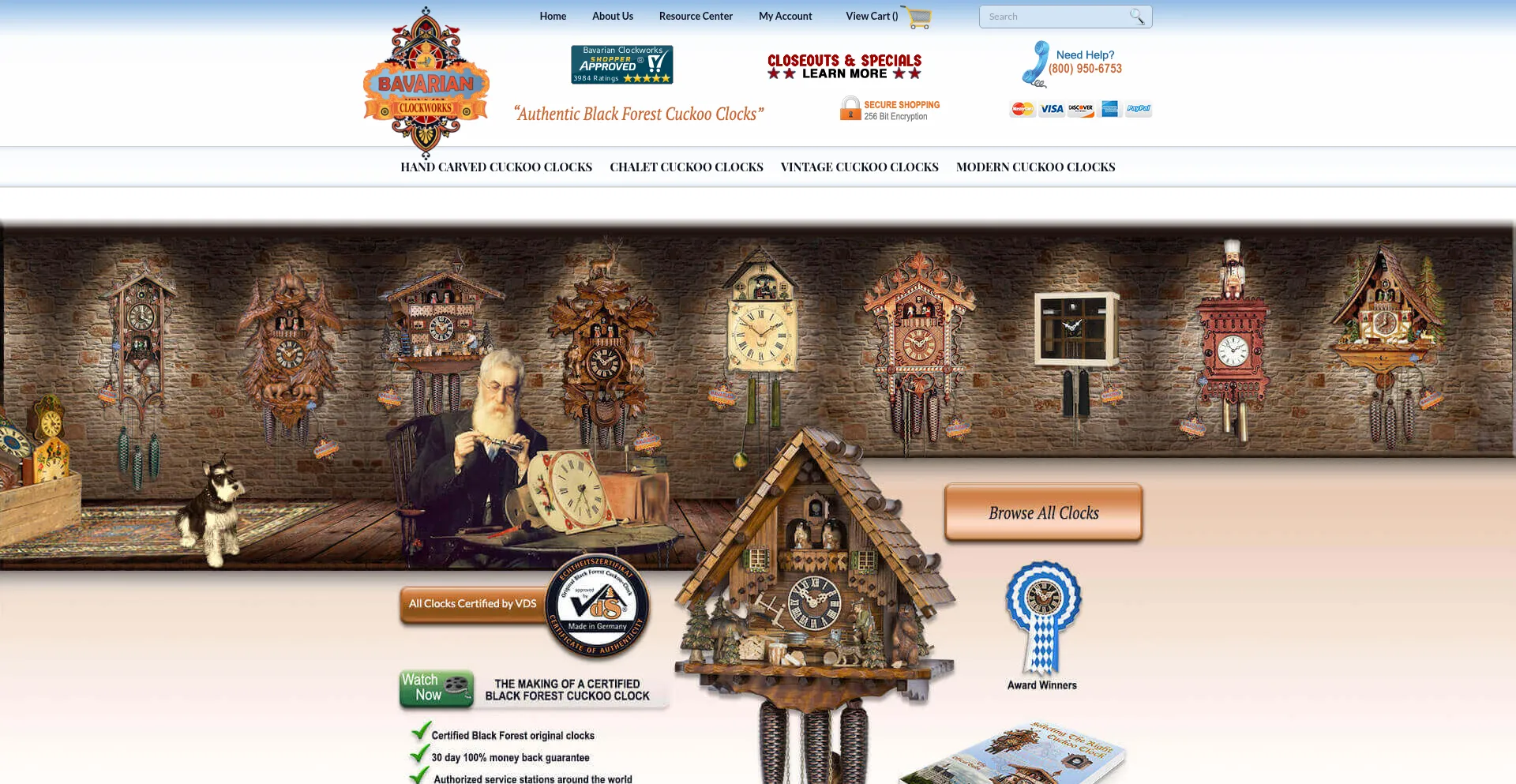 Website screenshot of Bavarianclockworks.com