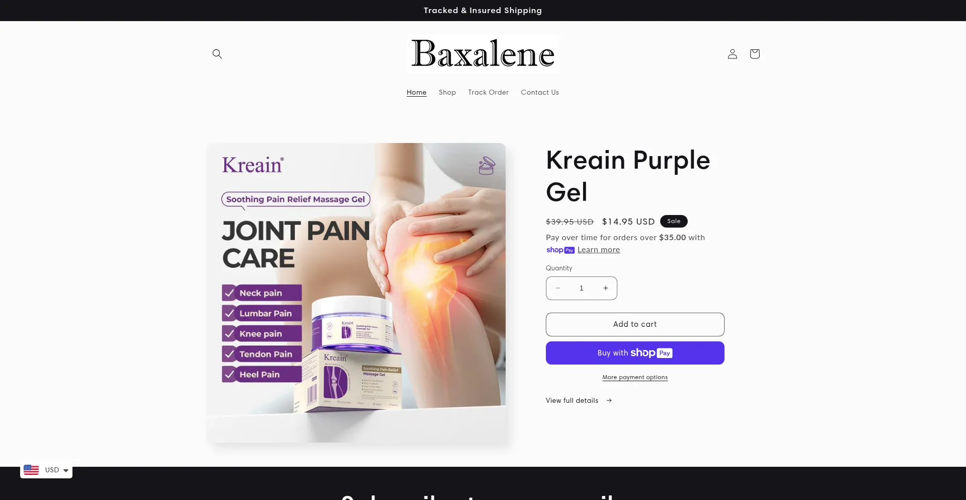 Website screenshot of Baxalene.com