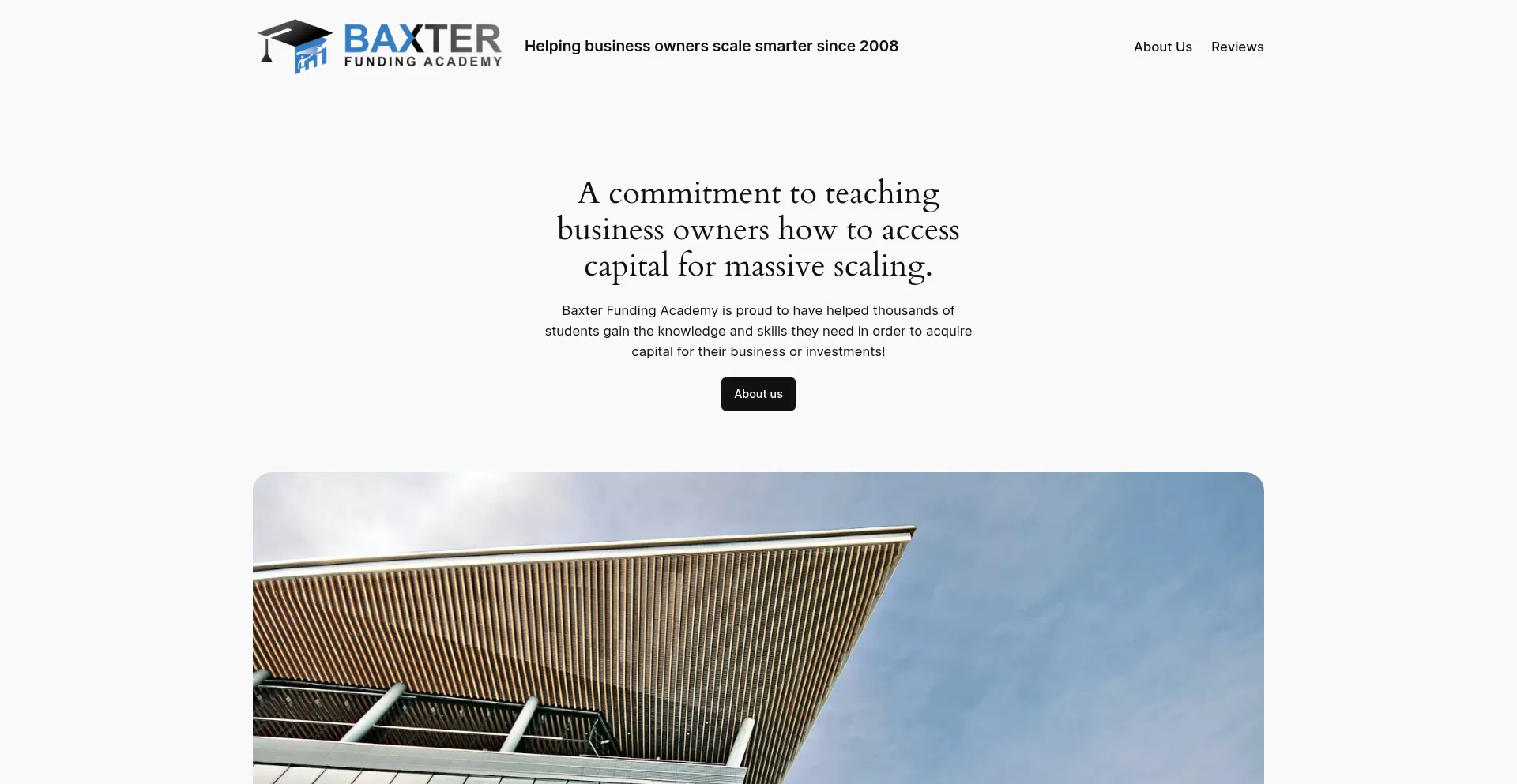 Website screenshot of Baxterfundingacademy.com
