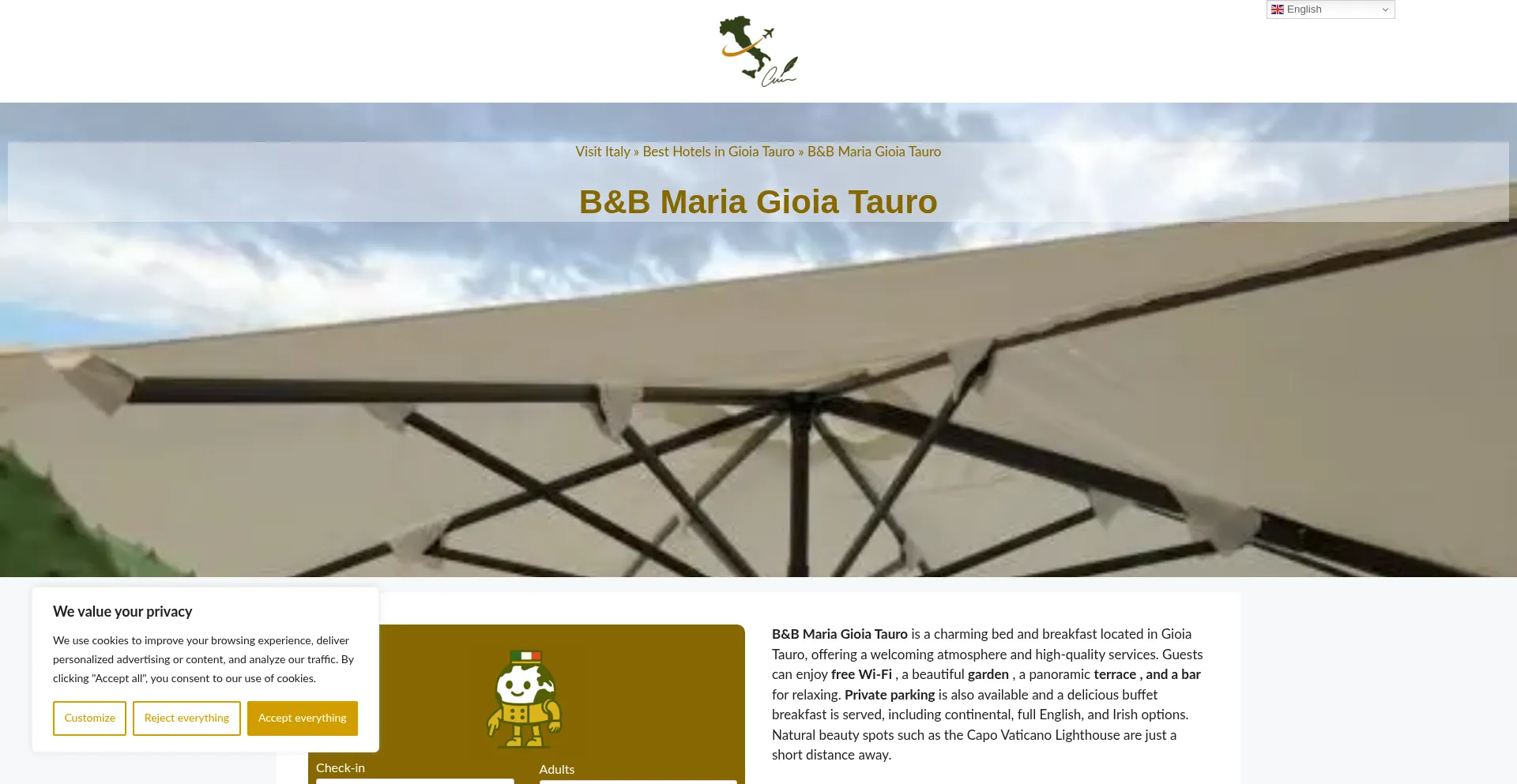 Website screenshot of Bb-maria-gioia-tauro.dreaminginrome.com