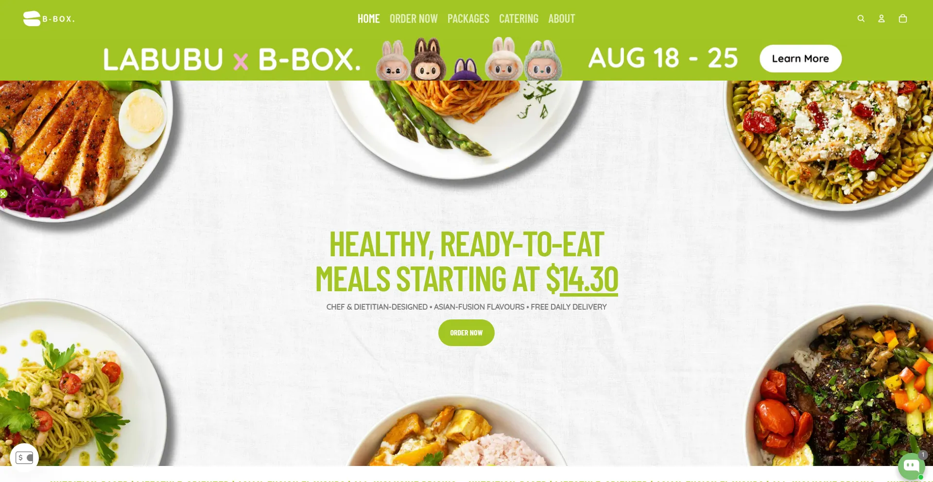 Website screenshot of Bboxmeals.com
