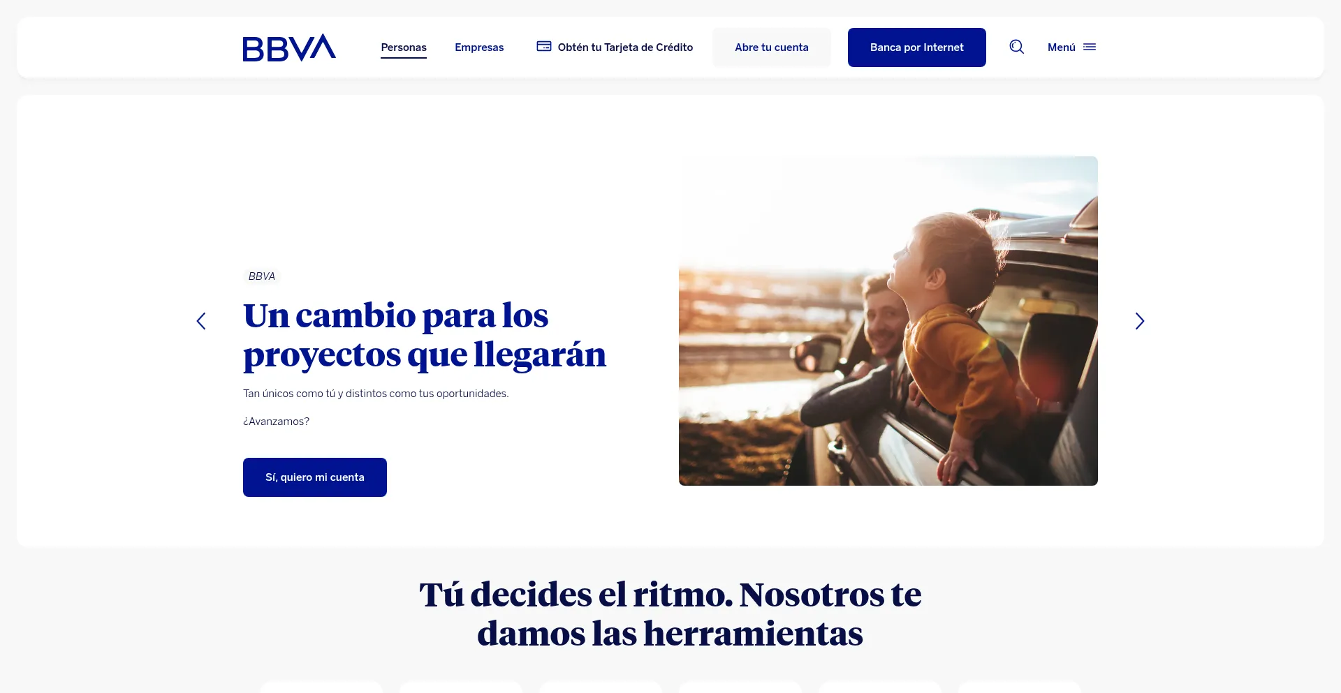 Website screenshot of Bbva.pe